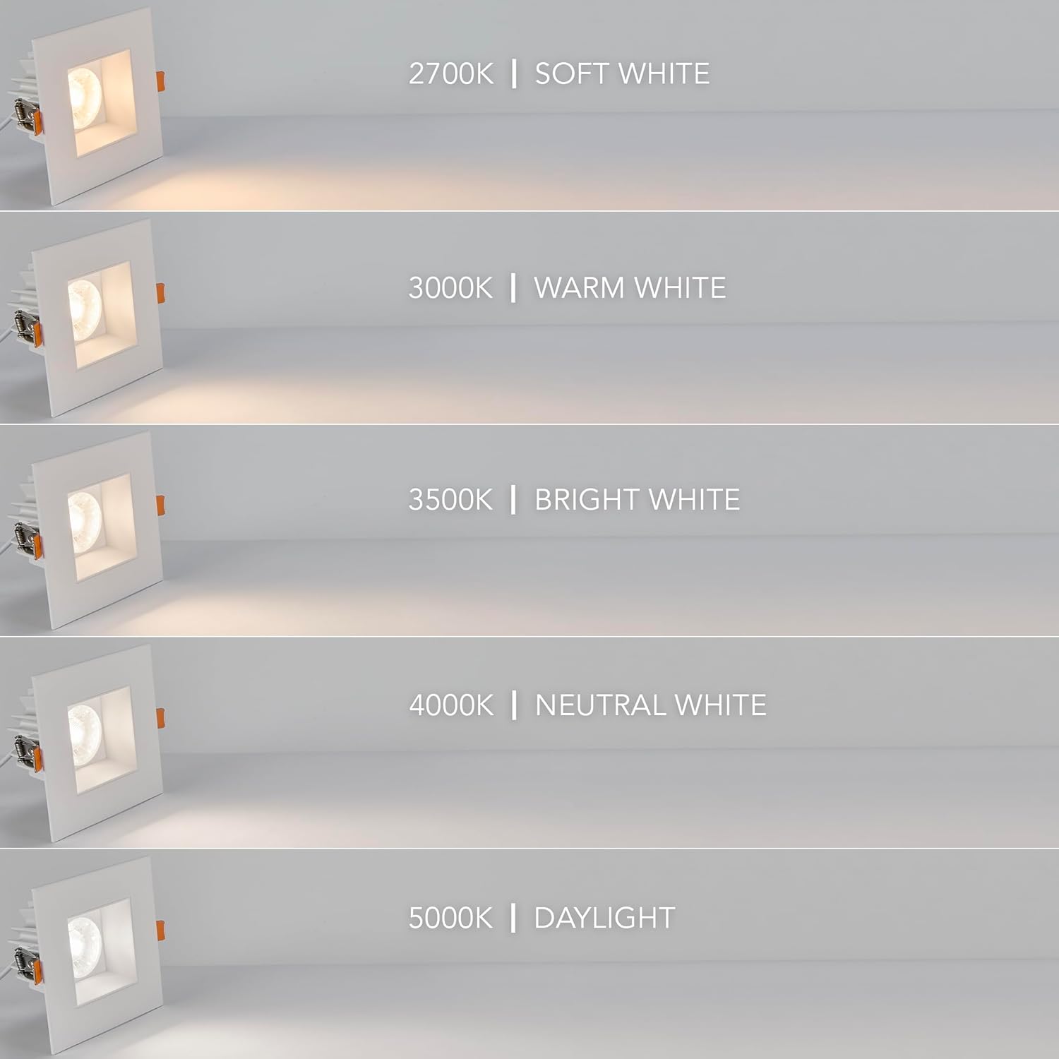 Maxxima 4 in. Ultra-Thin Recessed Anti-Glare LED Downlight, Canless IC Rated, 5 Color Temperature Selectable 2700K/3000K/3500K/4000K/5000K, Dimmable Square White Trim, 90 CRI - Image 8