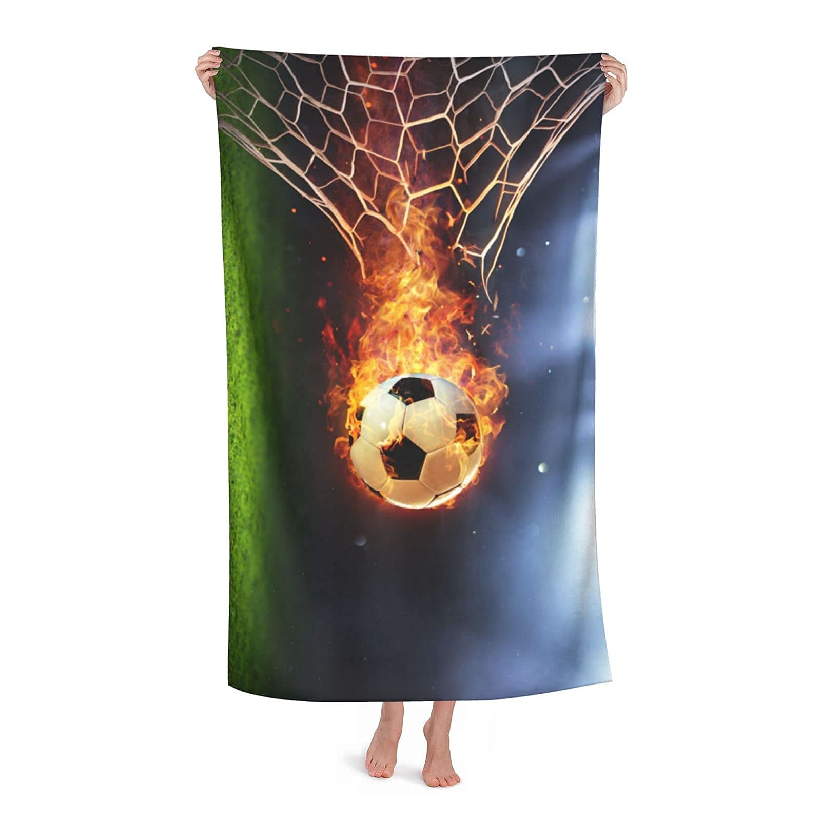 Serviette de bain microfibre ultra absorbante motif football