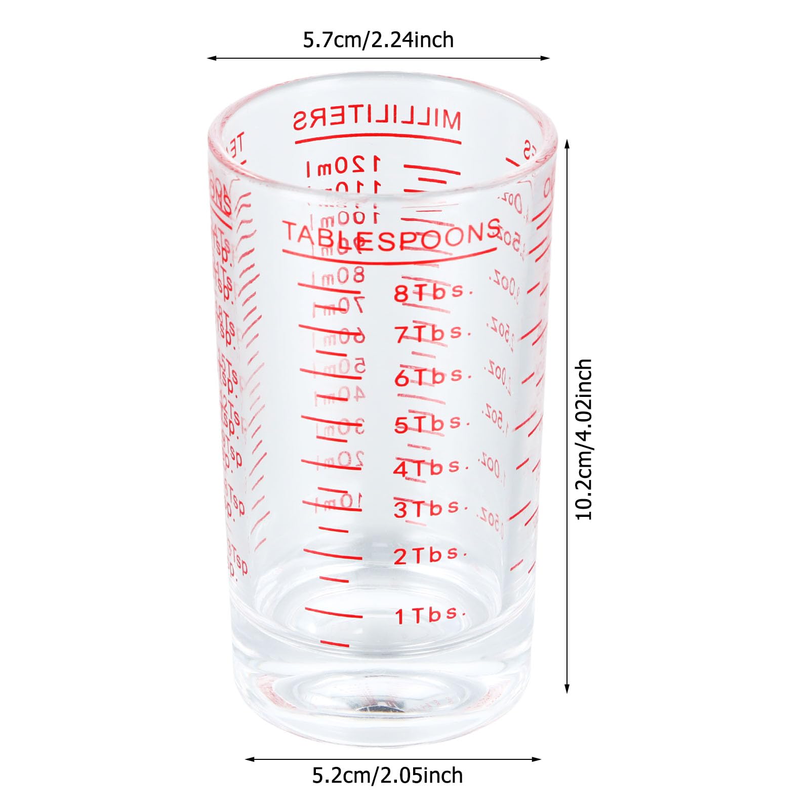 Dokeno Mini kubek z miarką 4OZ/120 ml, szkło stopniowe z wagą, wytrzymałe kubki, mały szklany kubek miarkowy do kuchni, baru, wódki, koktajl, tequila