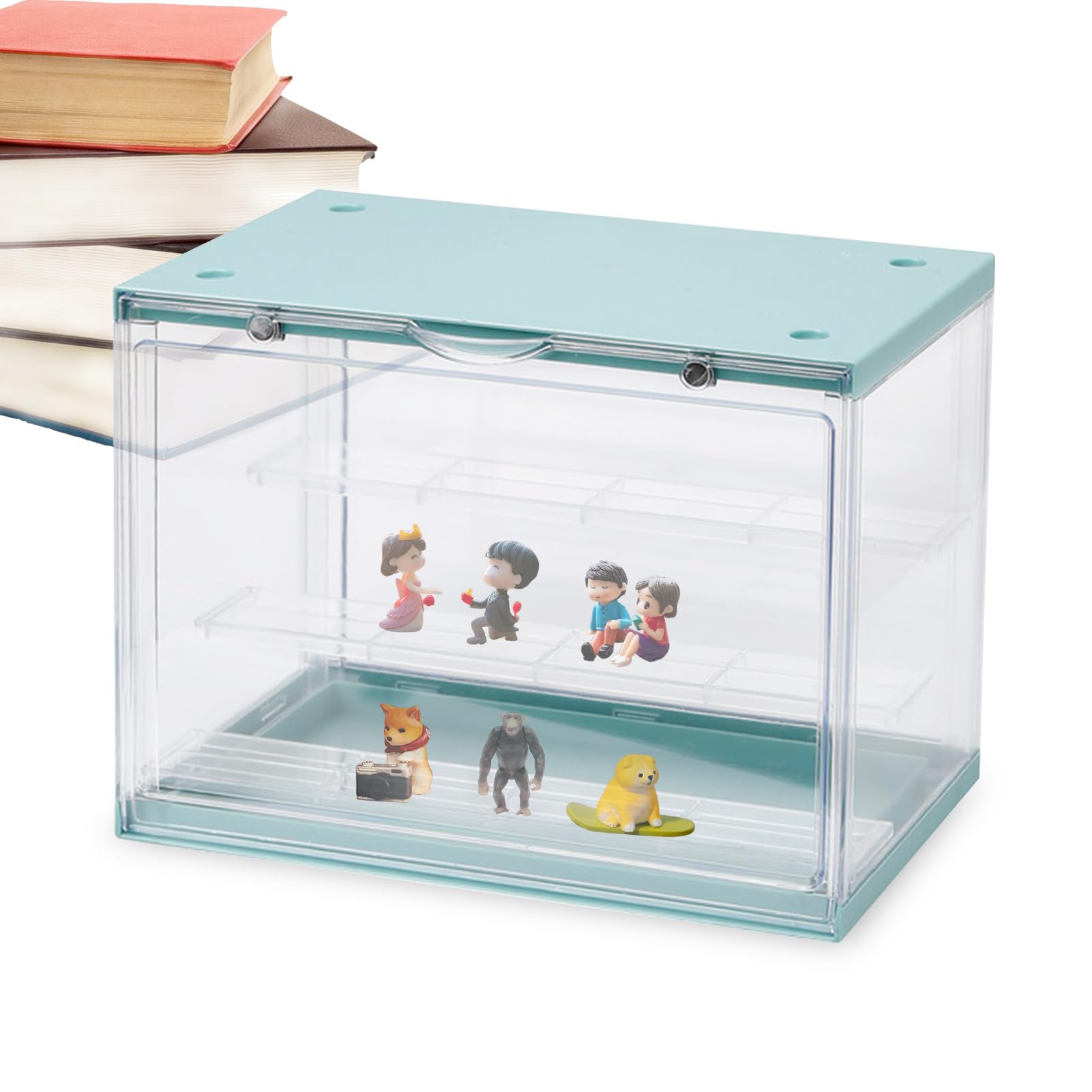 Vitrine figurines présentoir transparent exposition sur table bureau et étagère