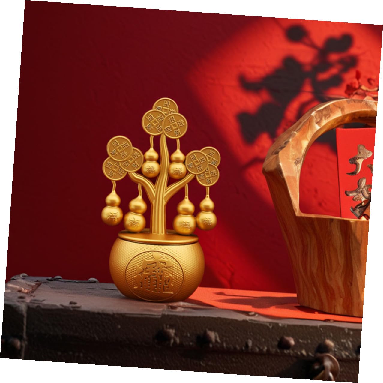 Toyvian Drehbarer Feng-shui-geldbaum Chinesischer Glücksbaum-ornament Dekoration zum Chinesischen Neujahr Tischdekoration für Eingangsbereich Glücksbaum mit Drehfunktion