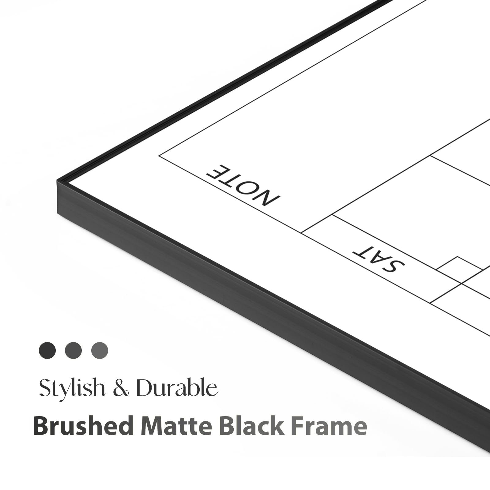Whiteboard-Kalender & Korkboard-Kombination 60 x 45 cm Magnetisches Whiteboard mit Kalender Schwarzer Rahmen Monatsplaner
