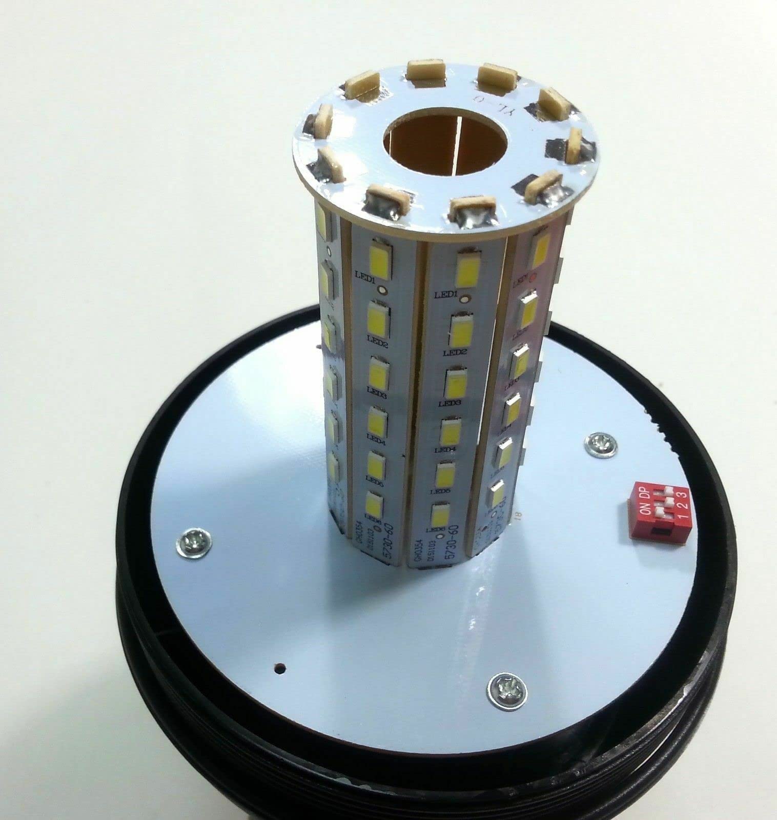 Girofaro Lampeggiante 60 LED Rotante Base Asta Flessibile Supporto Piantone a L 12v 24v per Camion Trattore Veicolo