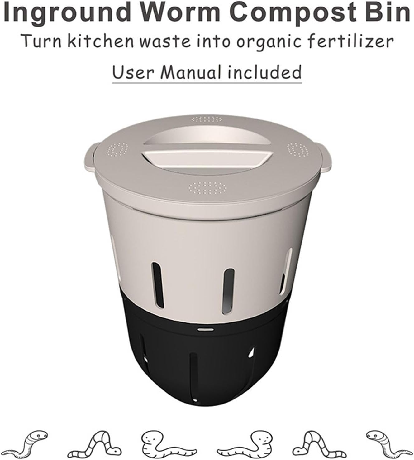 Worm Composter for Raised Beds, 12.5L, Worm Farm In Ground that Turns Your Waste to Compost, In Ground Farm Composter, for Gardeners Growers Homesteaders Beginners Backyard