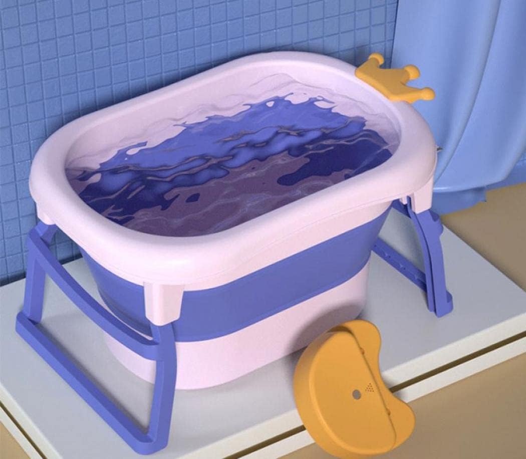 Shilanmei ベビーバス 折りたたみ浴槽 赤ちゃん 子供用 お風呂 バスタブ 折りたたみたらい 洗い桶 子供用風呂 衣類 靴つけ洗い ペット用バスタブ 浴槽 持運び便利 ピンク ベビー用 家庭用 自宅 保温 スツール付き 浴槽本体 赤ちゃん用 収納簡単 キッズ プール 滑り止め