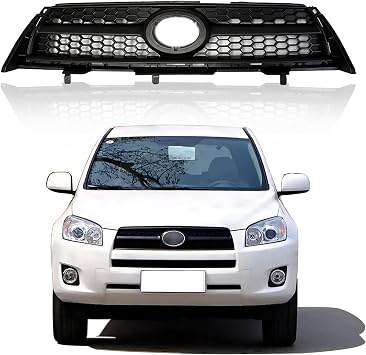 Front Bumper Grille Assembly Compatible with 2009-2012 with Toyota RAV4 Base/Sport Model Black ABS Insert Grill Replacement TO1200315/531010R010