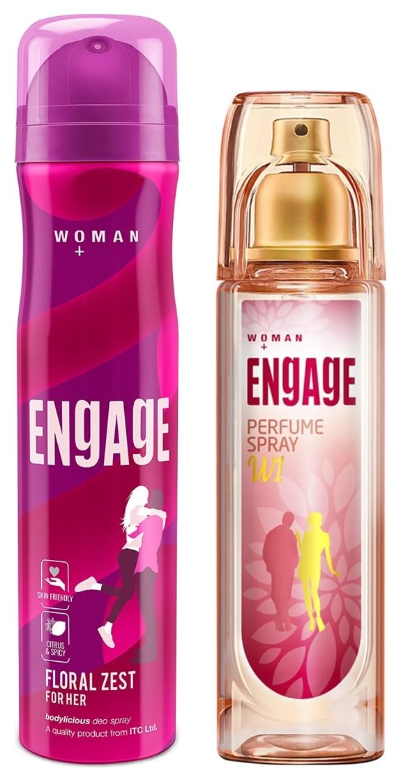 Engage W1 Perfume Spray For Women, Fruity and Floral, Skin Friendly, 120ml  Engage Floral Zest Deodorant for Women, Citrus and Floral, Skin Friendly