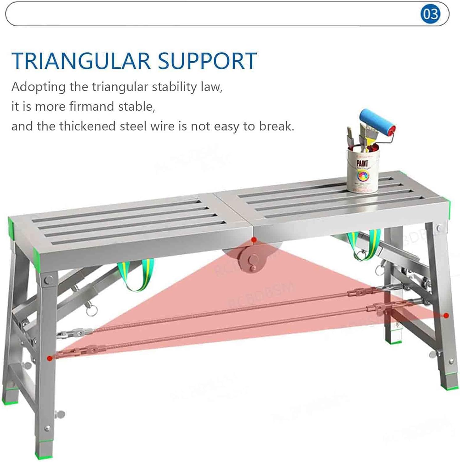 Adjustable Folding Scaffold Platform - 400kg Capacity Compact & Portable Multi-Purpose Workbench Ideal for Home Renovation Versatile & Safe Storage Solution