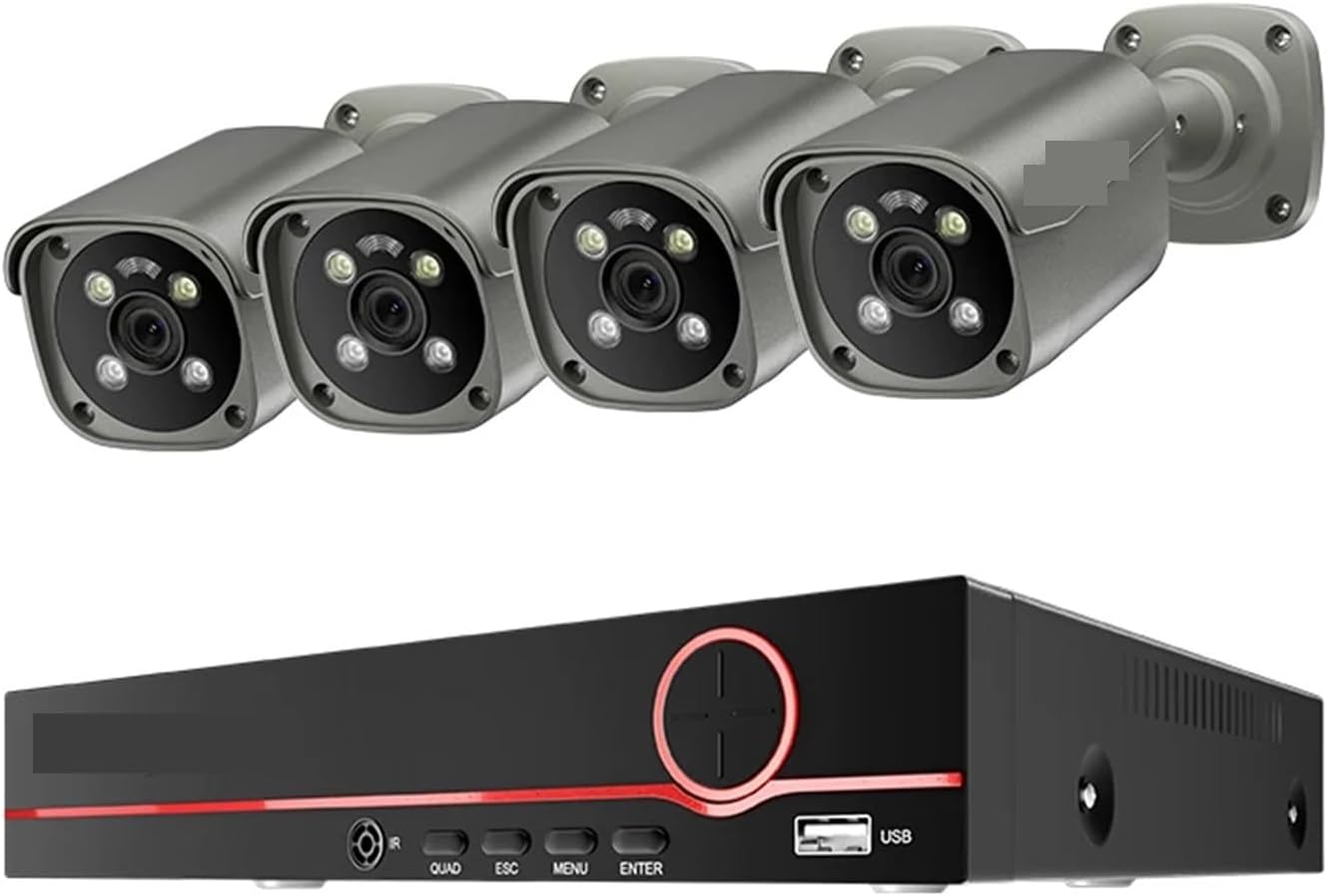 4K 8MP Surveillance Camera System H.265 8CH PoE NVR Kit Human Detection Red-Bule Light Alarm P2P Video Audio CCTV Camera(3T(户外运动),T)