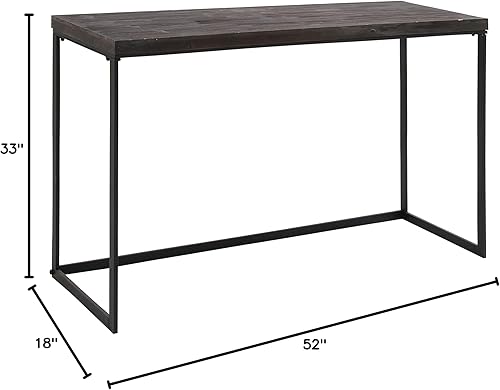 Miniatura 10 de Deco 79 Mesa consola minimalista de madera con patas de metal negro, 52 x 18 x 33 pulgadas, marrón oscuro 2-Negro -,Negro -,Marrón