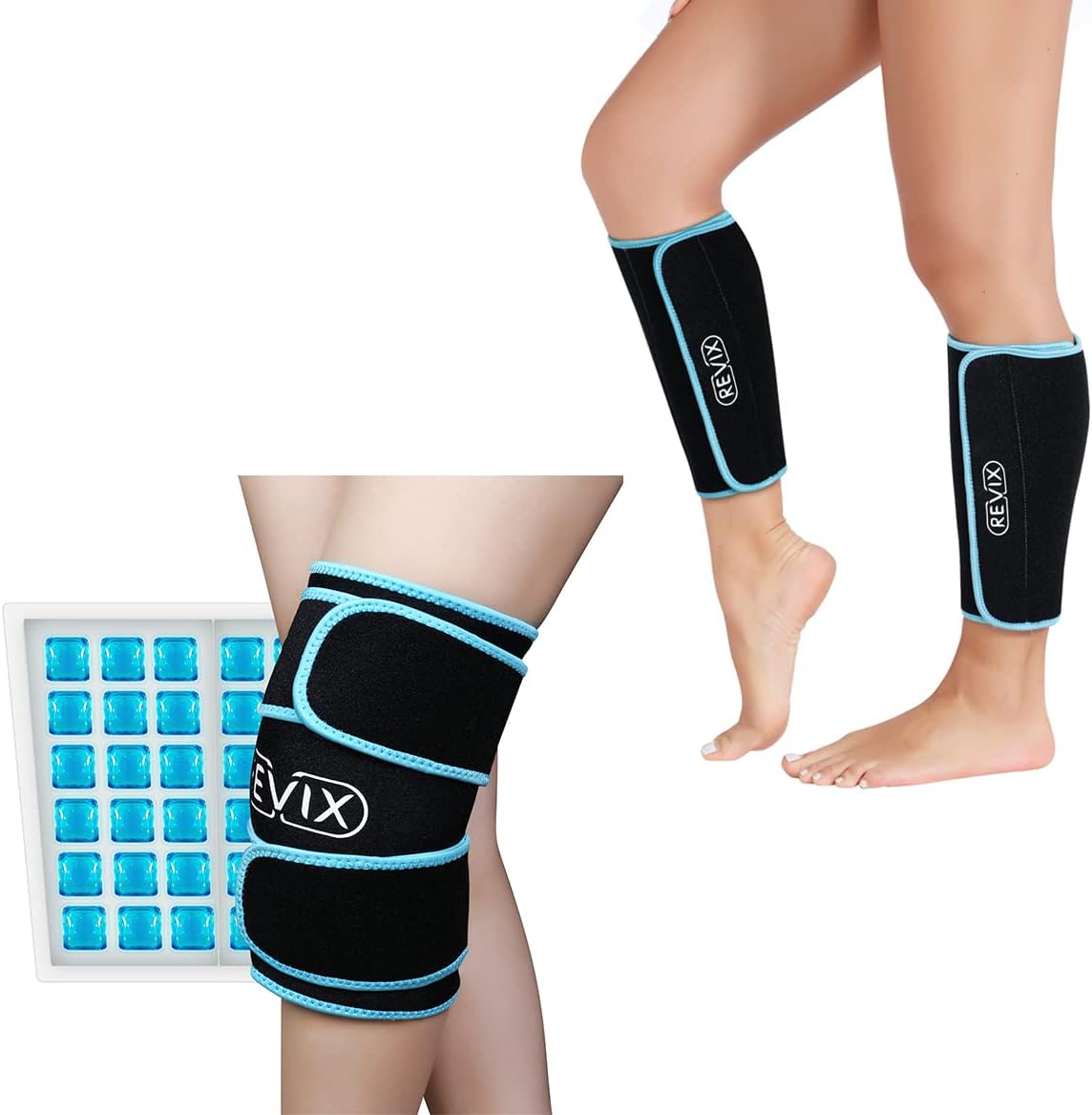 REVIX Calf and Shin Gel Ice Packs for Injuries Reusable and