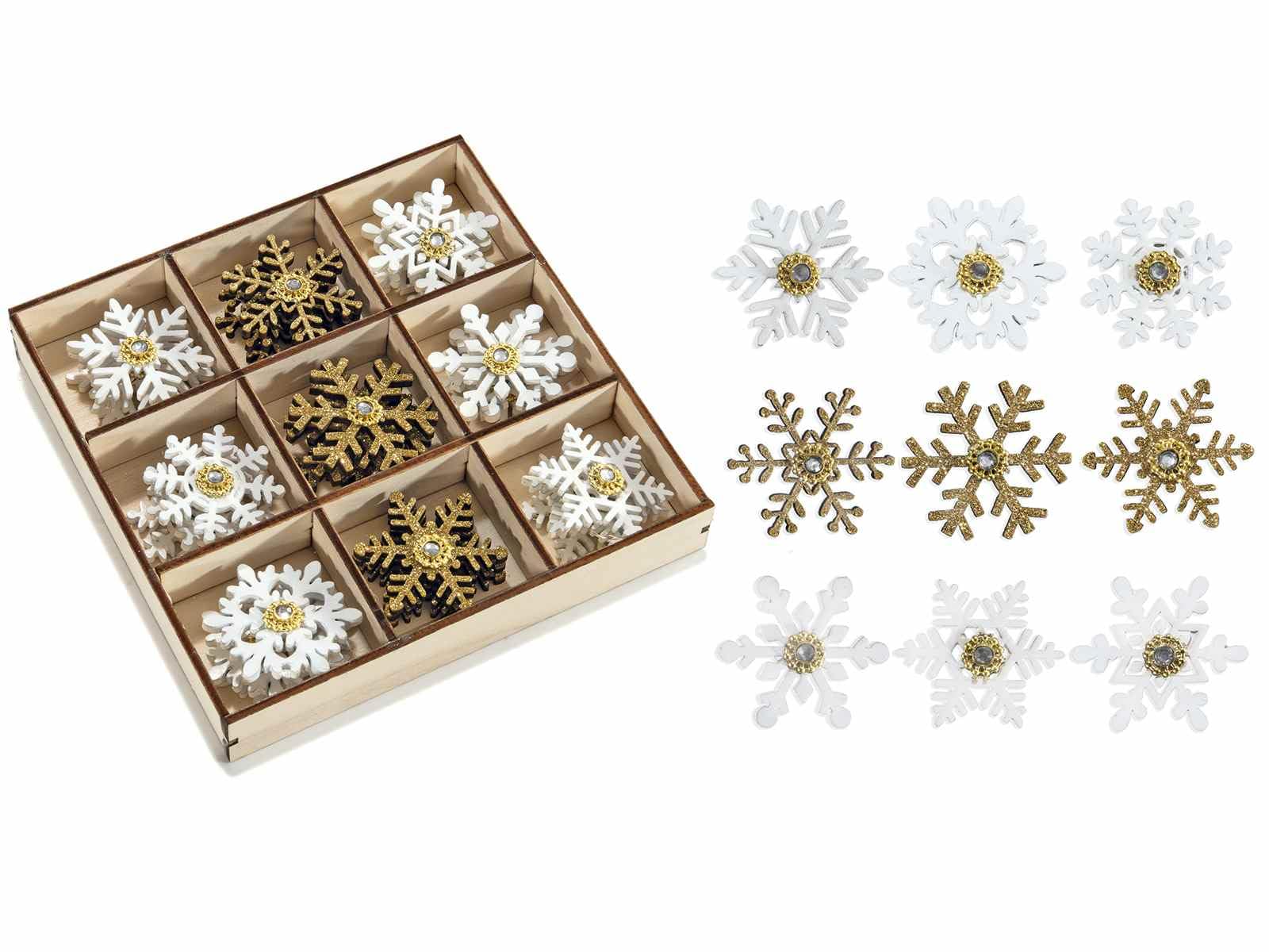 Gruppo Maruccia - Fiocchi di Neve Natalizi Adesivi in Legno - Decorazioni per la Casa e per Pacchi Regalo - Confezione da 108 Pezzi Assortiti