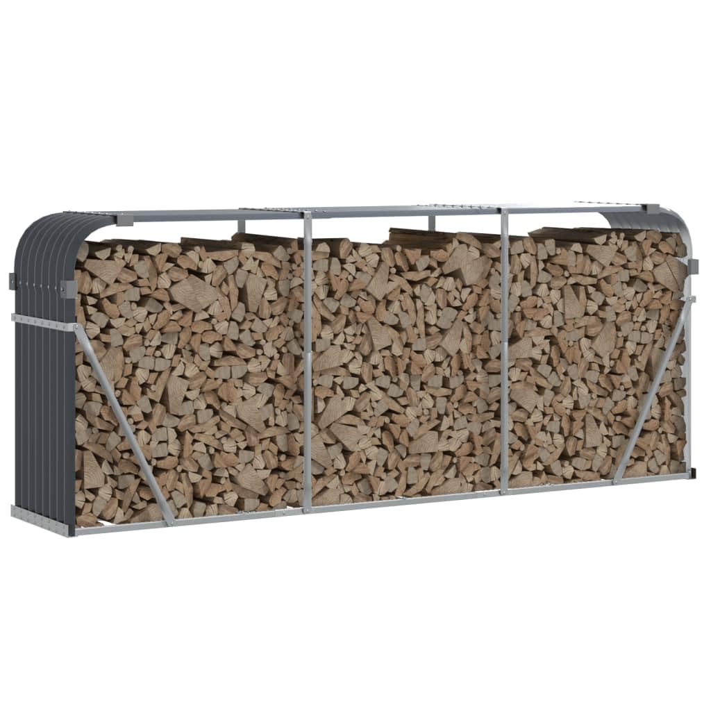 Tidyard Kaminholzunterstand Metall, Kaminholzregal Aussen Metall, Kaminholzlager Außen Metall, Stapelhilfe für Brennholz, Anthrazit 234x45x100 cm Verzinkter Stahl
