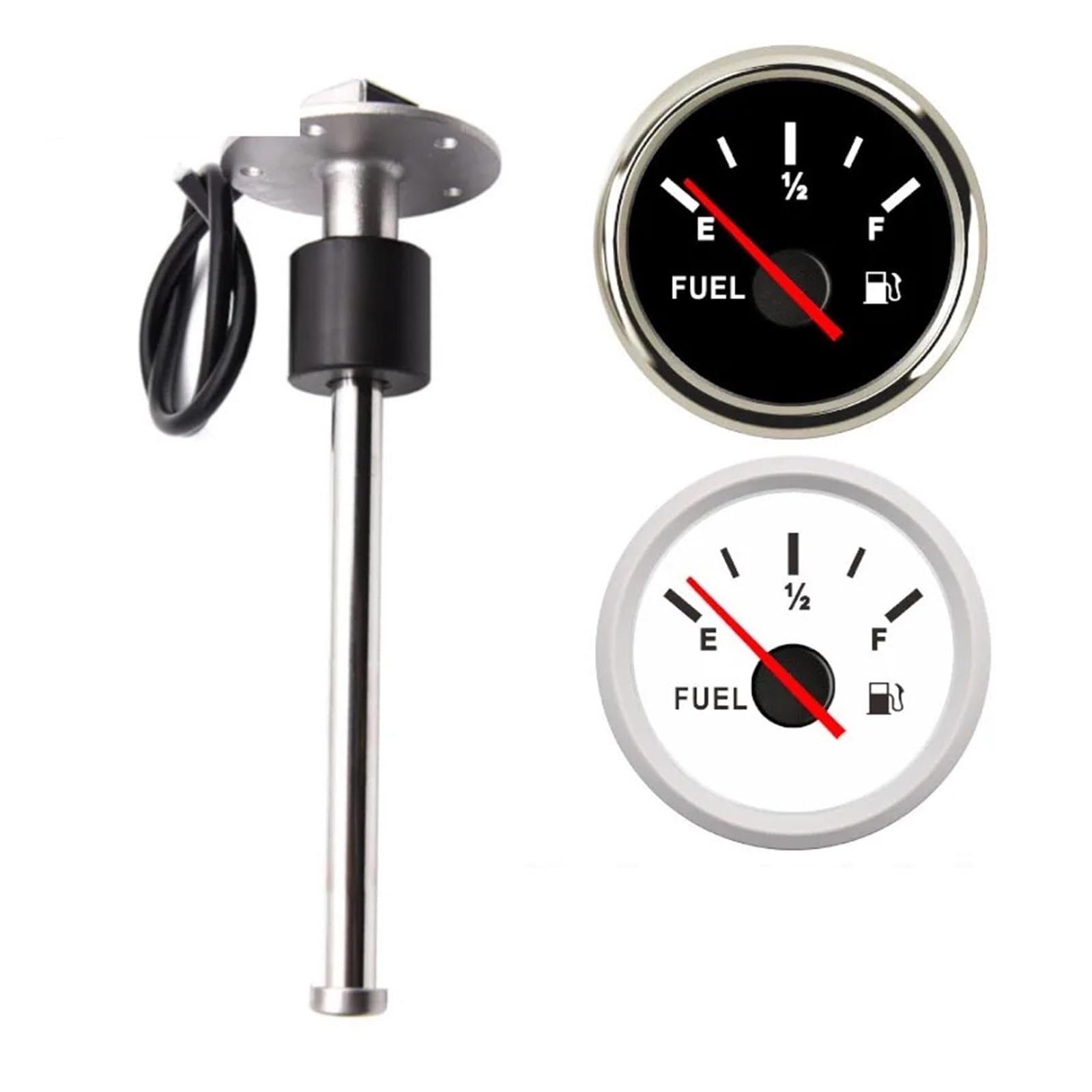 Sensor de nivel de combustible de 0-190ohm, medidor de combustible Digital marino de 125/200/225/250/500mm con Sensor apto for coche, barco, yate, unidad emisora ​​de combustible(225mm and BS gauge)