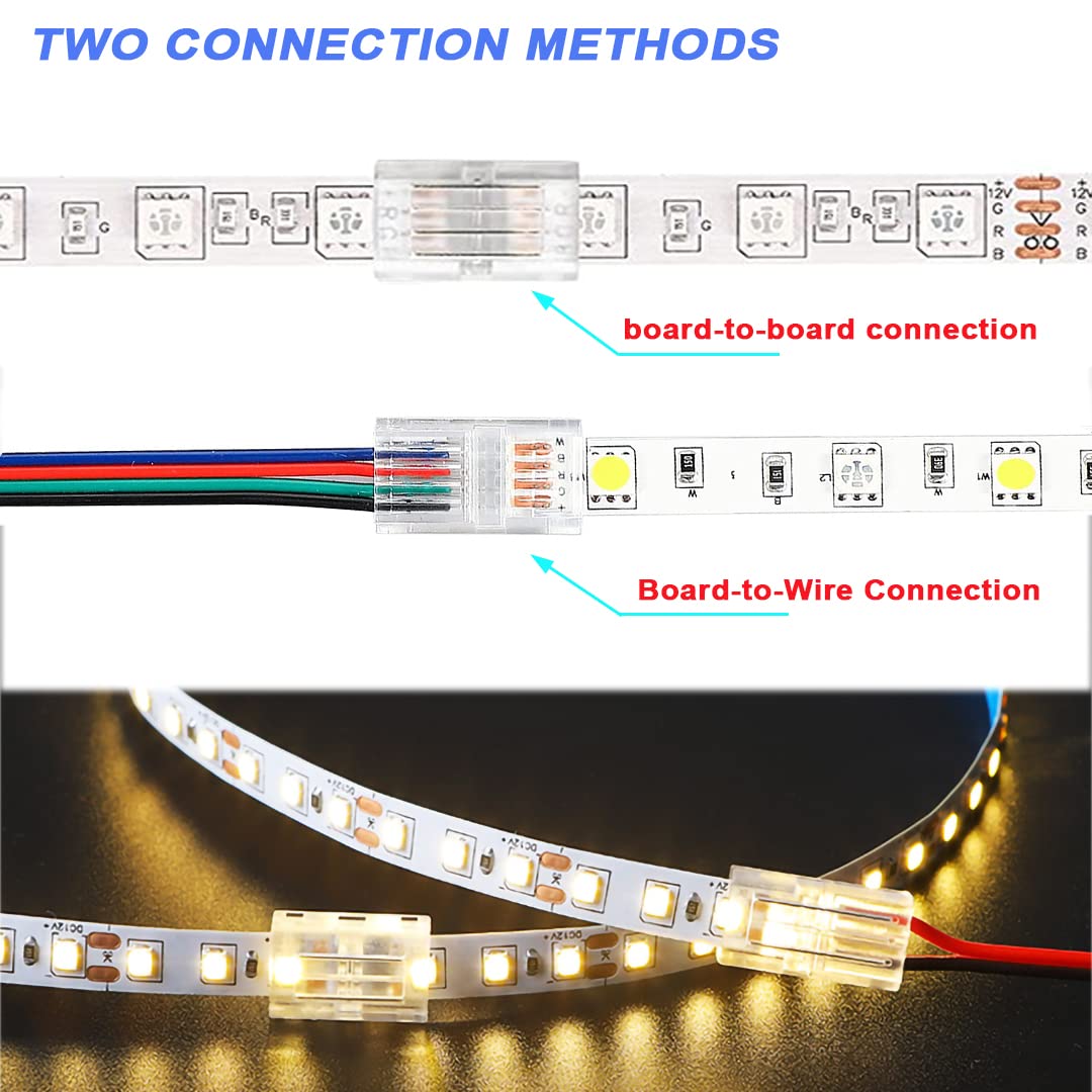 Led Adapter Suho 4 Pin LED Adapters 20-Pack RGB LED Strip Connectors - 4 Pin 10mm ...