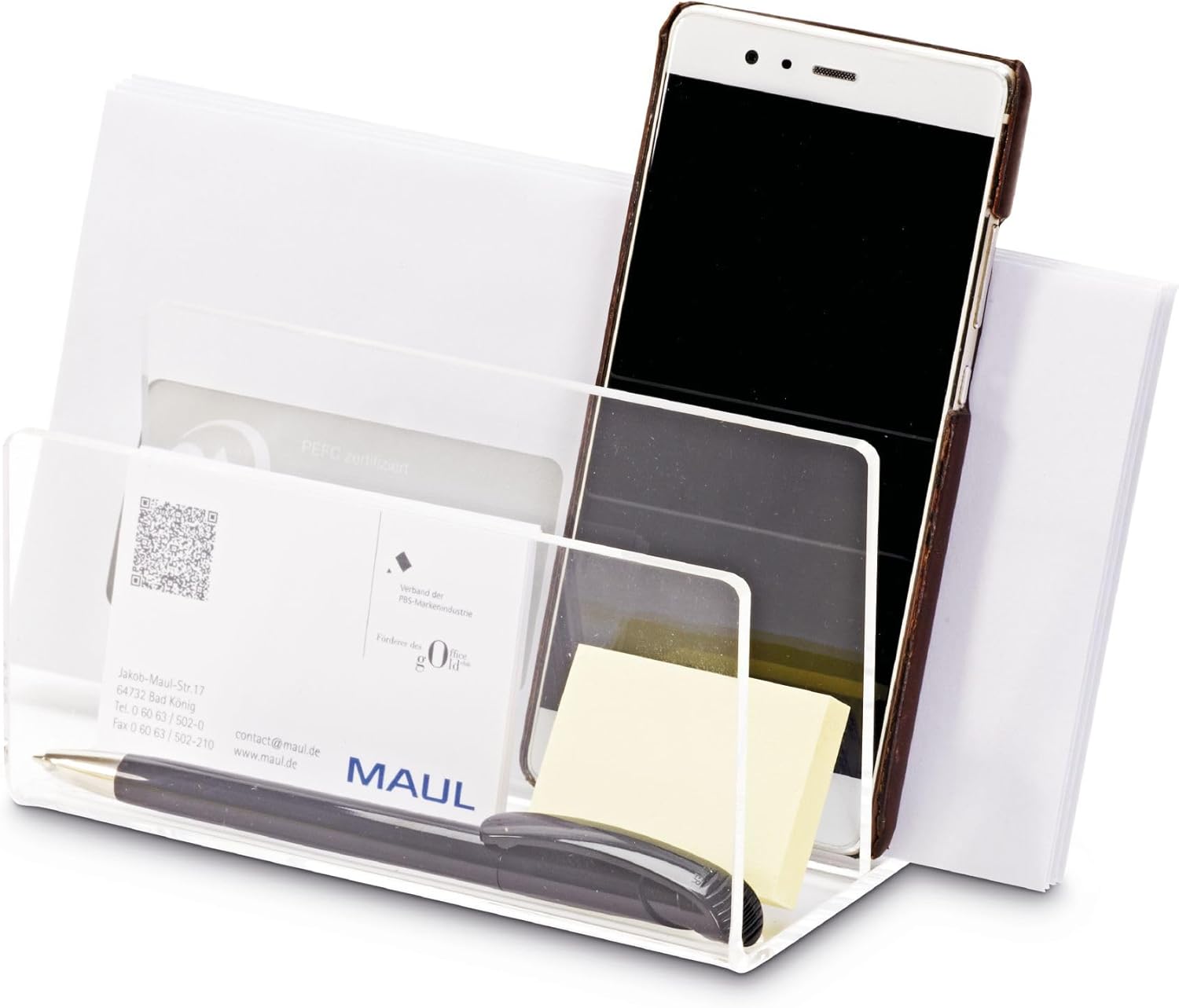 MAUL 1952005 Acrylic Card Holder 2 Compartments Clear