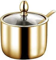 Vista 3 de 2 unidades de acero inoxidable azucarero especias tarro almacenamiento condimento olla con tapa cuchara