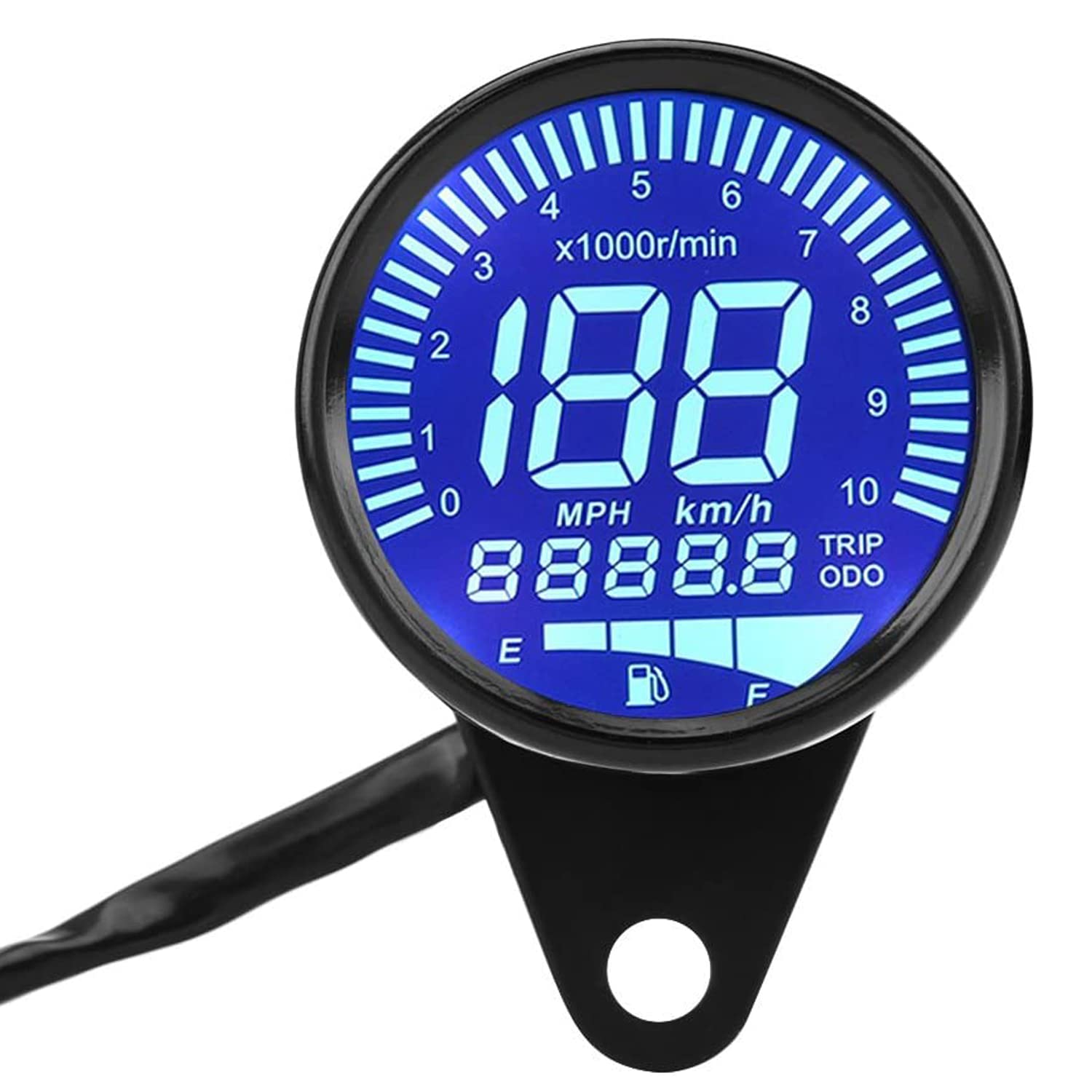 AllExtreme EXBMO01 12 V Universal LED Digital Speedometer Speed Gauge Tachometer with Oil Level Meter Compatible with Motorcycles (Black)-picture-25