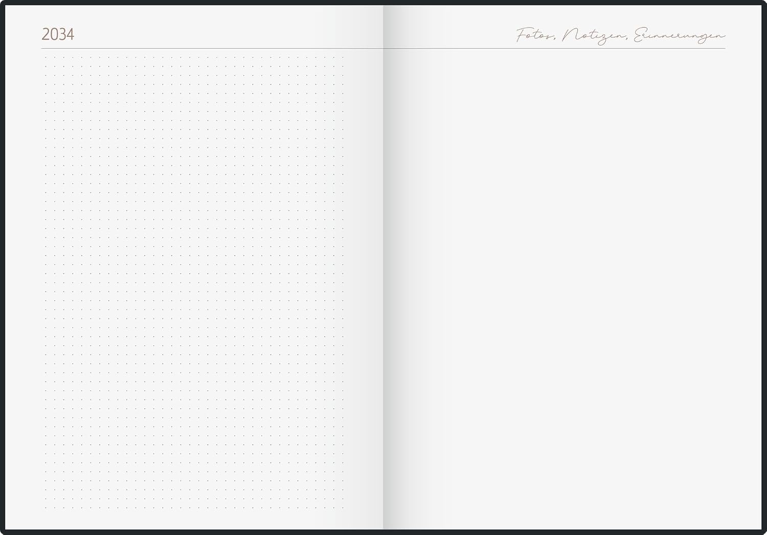 rido/idé 7022404015 10-Jahres-Kalender (2025-2034) "10 Years of Moments"| 1 Seite = 1 Tag| A4| 416 Seiten| Kunstleder| grau