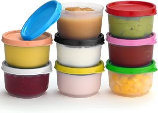 SIGNORA WARE Reusable Plastic Storage Containers 8 Pack - 4 oz. Stackable Airtight Leak Proof for Snacks, Nuts, Baby Food, Picnics, Food Prep, Salad Dressing - BPA Free