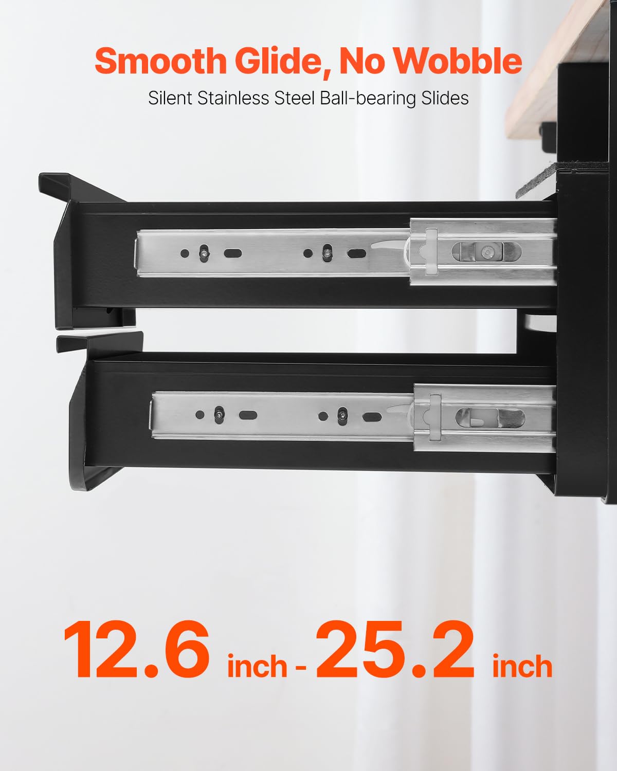 VEVOR Cajones Deslizables Debajo del Escritorio con Cerradura 2 Capas Cajón Extraíble Montado Debajo de Mesa Organizador de Almacenamiento Oculto de Escritorio con Cerradura, 365 x 335 x 250 mm