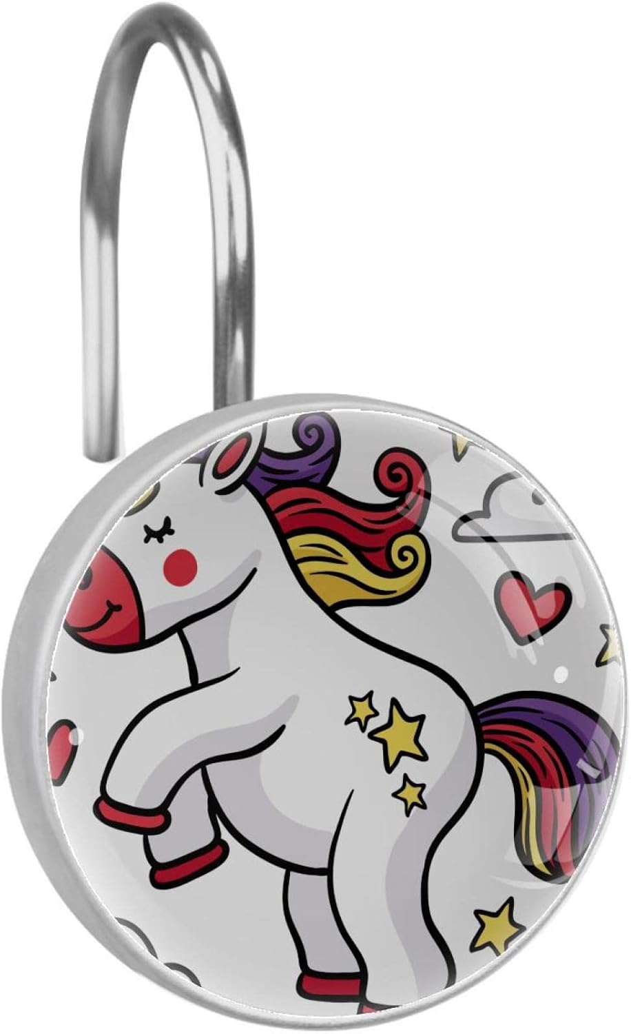 Shower Curtain Hooks Rings for Bathroom, Stainless Steel 12 Pcs Rust Resistant Decorative Shower Hooks for Shower Curtains, Unicorn Cartoon Pig Rainbow : Home & Kitchen