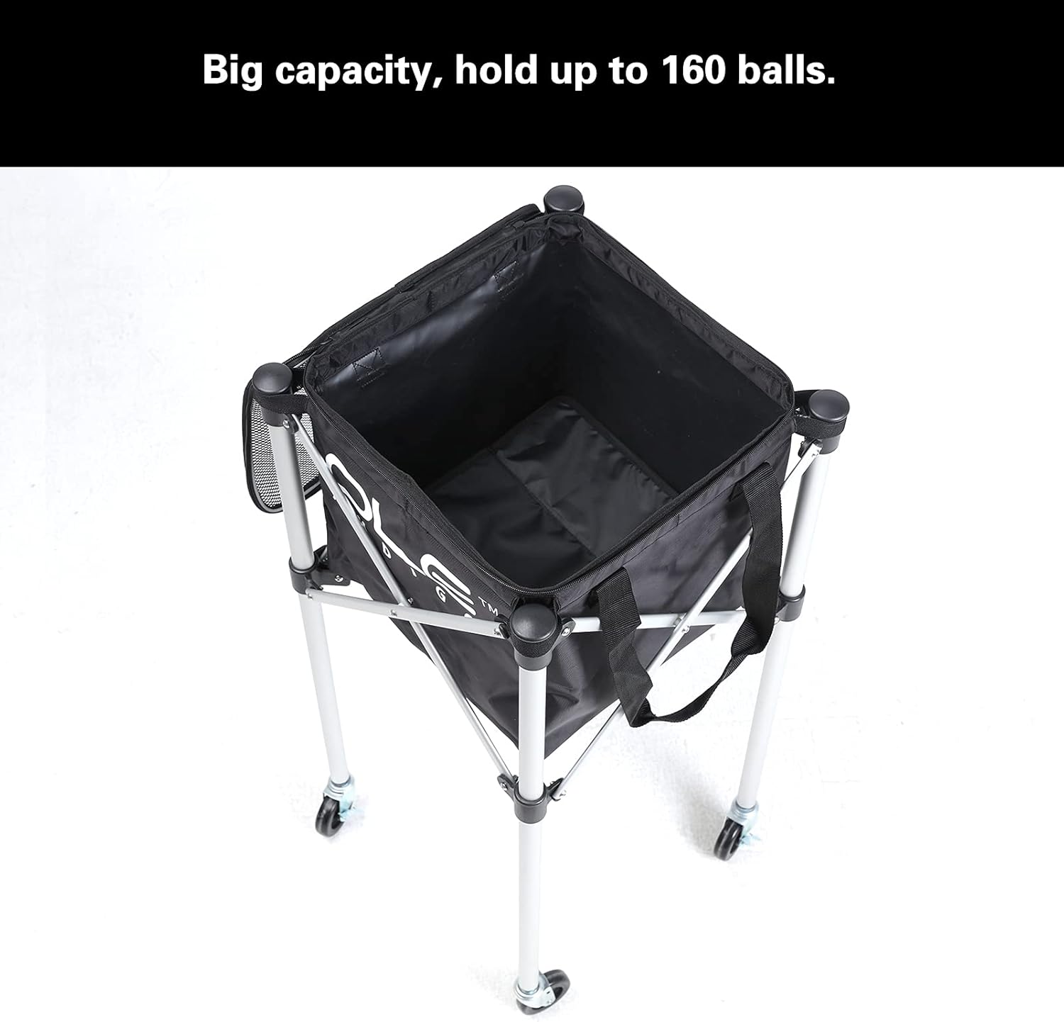 OLE ANDIGO Tennis Ball Cart, Tennis Ball Hopper Basket, Tennis Ball Basket, Tennis Hopper Basket, Tennis Ball Hopper with Wheels, Hold Up to 160 Balls, Portable, Lightweight, Carry Bag Included : Sports & Outdoors