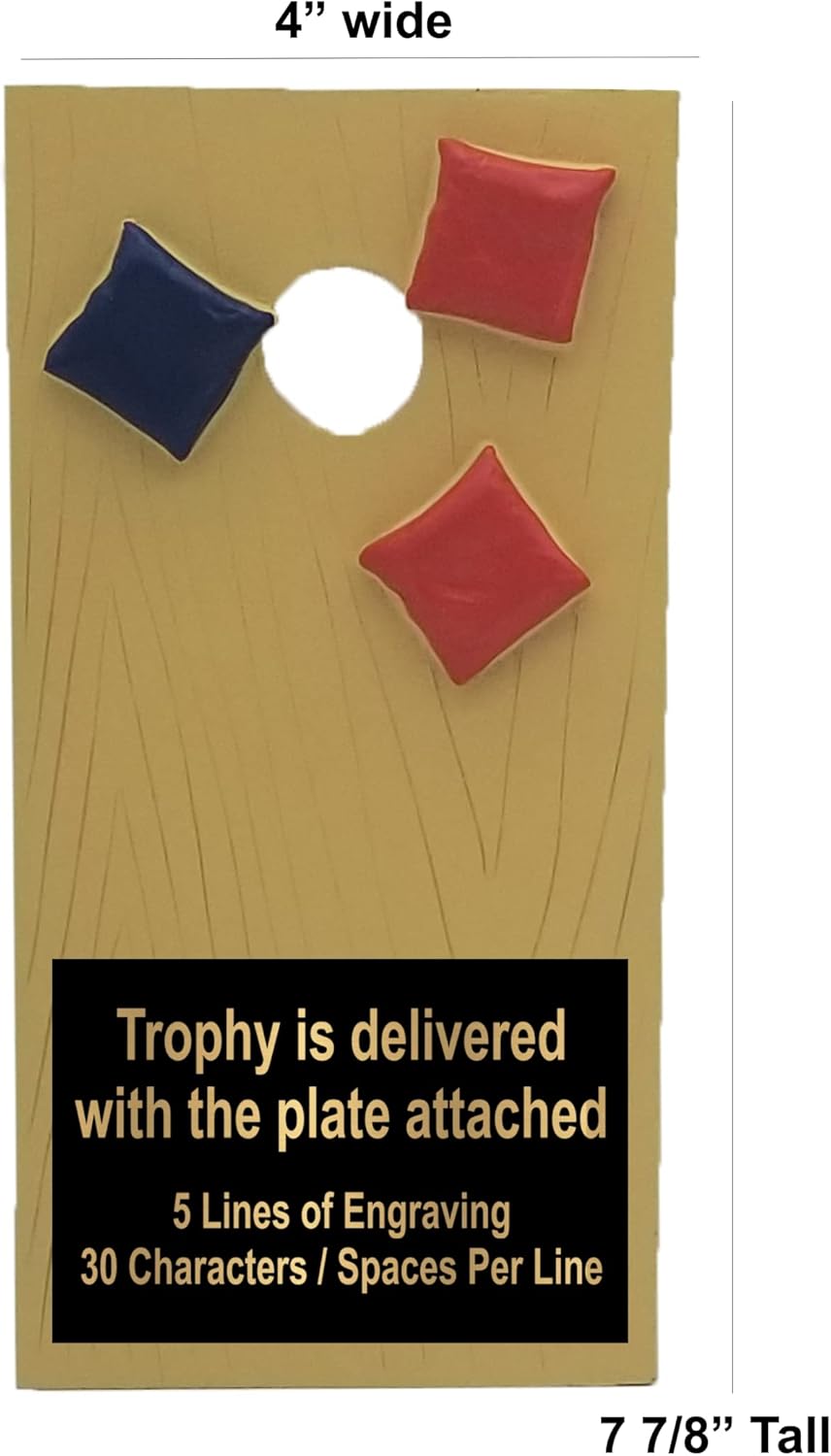Decade Awards Cornhole Board Trophy - 7.875 Inch Tall | Engraved Bean Bag Toss Award - Customize Now