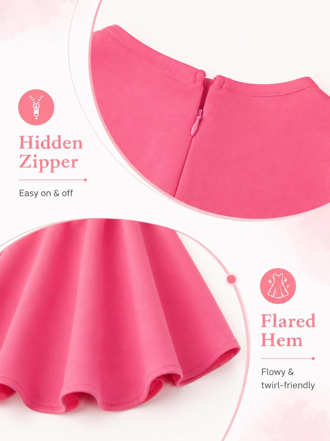 Girls Summer Dress Short Sleeve A-Line Twirl Skater Fit and Flare Dress with Pockets