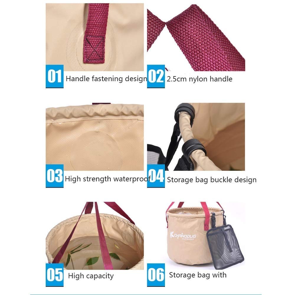 Seau Pliant, Seau Polyvalent Extérieur Portatif De Grande Capacité 28L, Seau De Camping Pique-Nique/Pêche en Plein Air/Lave-Auto