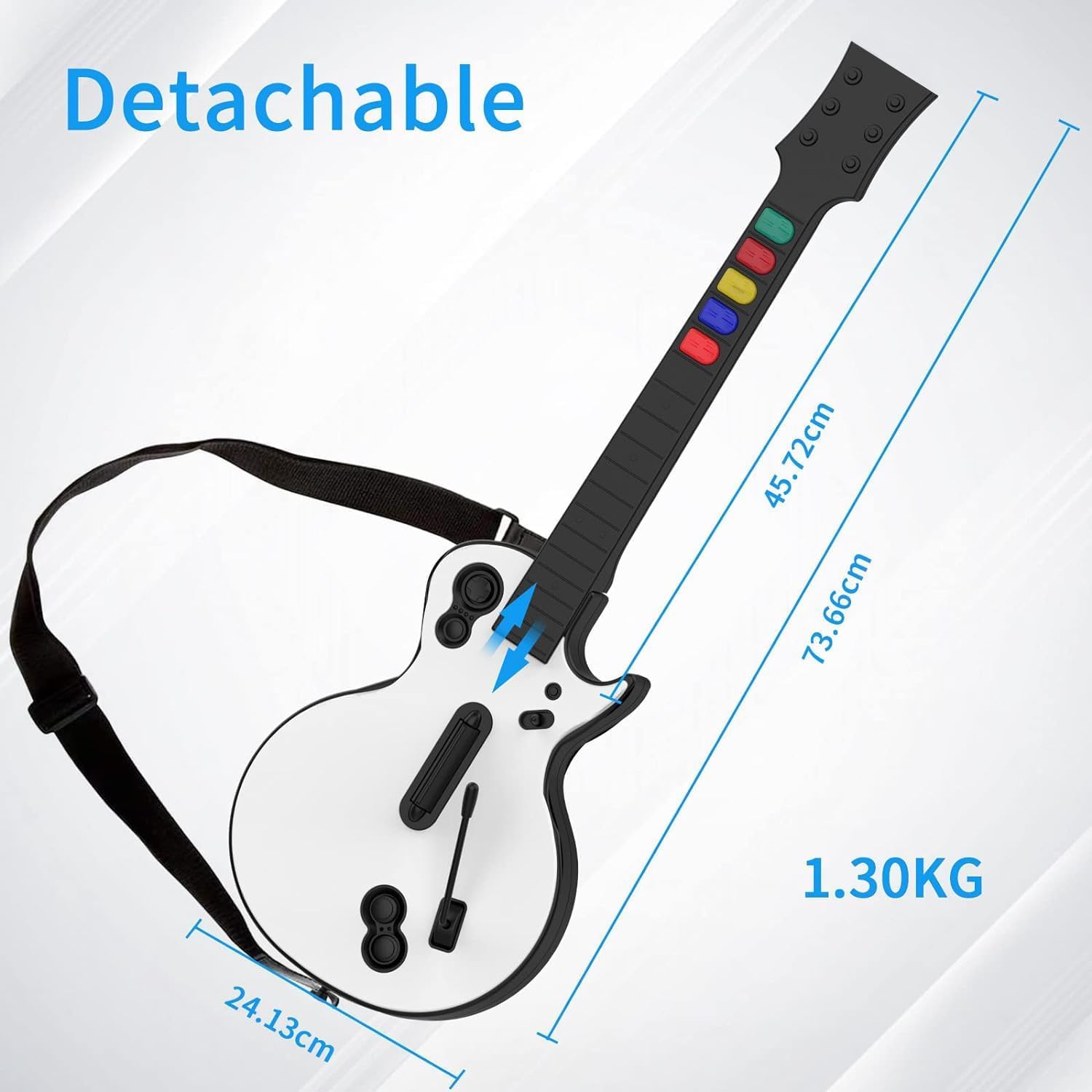 Guitar Hero Gitarren Controller für PC PS3 mit Riemen 5 Tasten Weiß