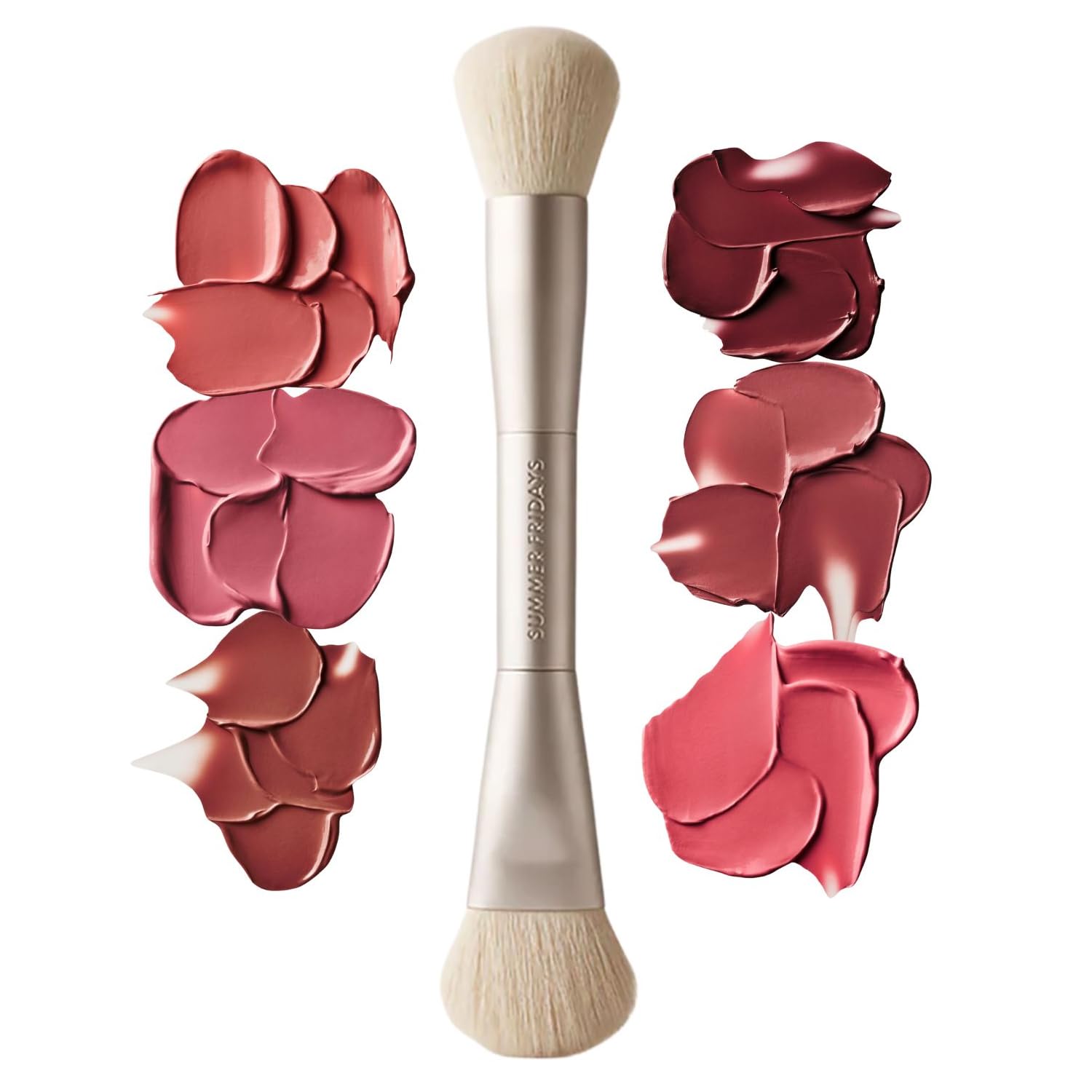 Summer Fridays The Blush Brush - Dual Ended Makeup Brush for Cream Blush with an Ergonomic Handle + Ultra Plush Blending Bristles - Blends Cream
