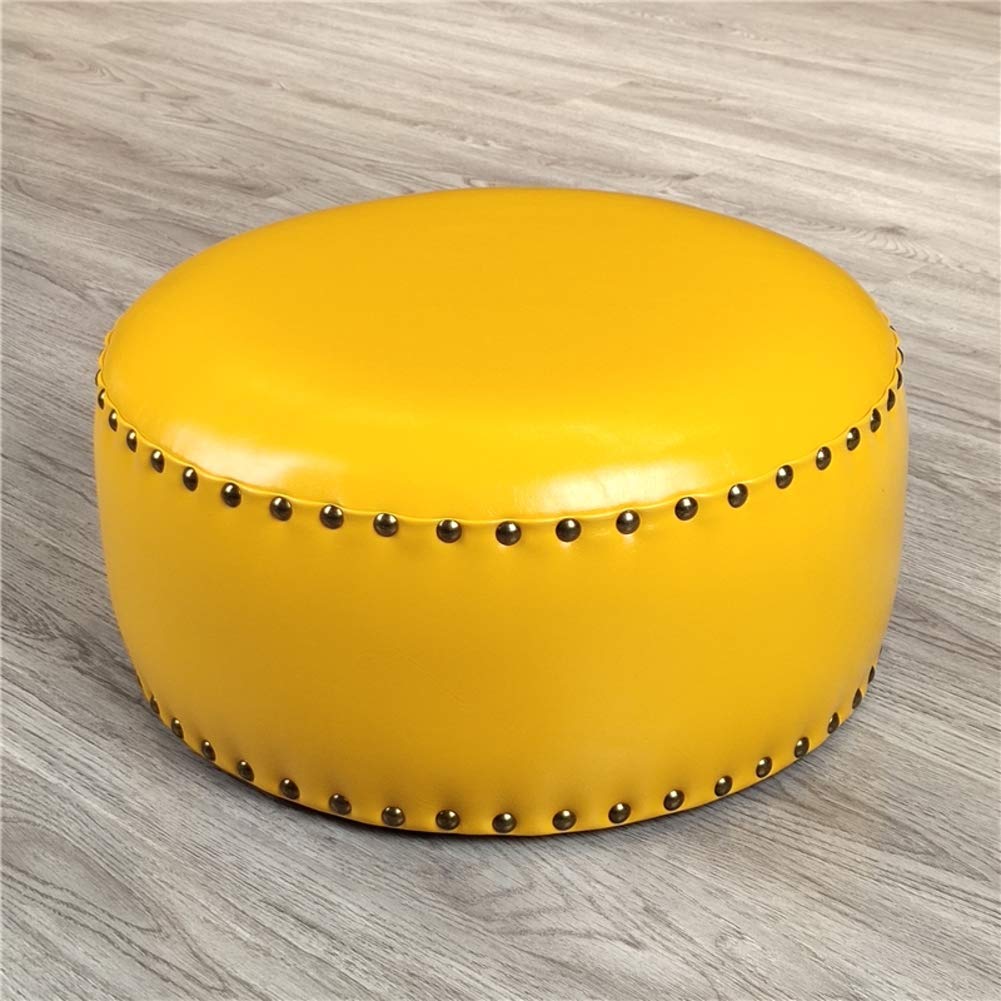 Repose-jambes jaune et pouf de salon en similicuir 40 x 20 x 20 cm