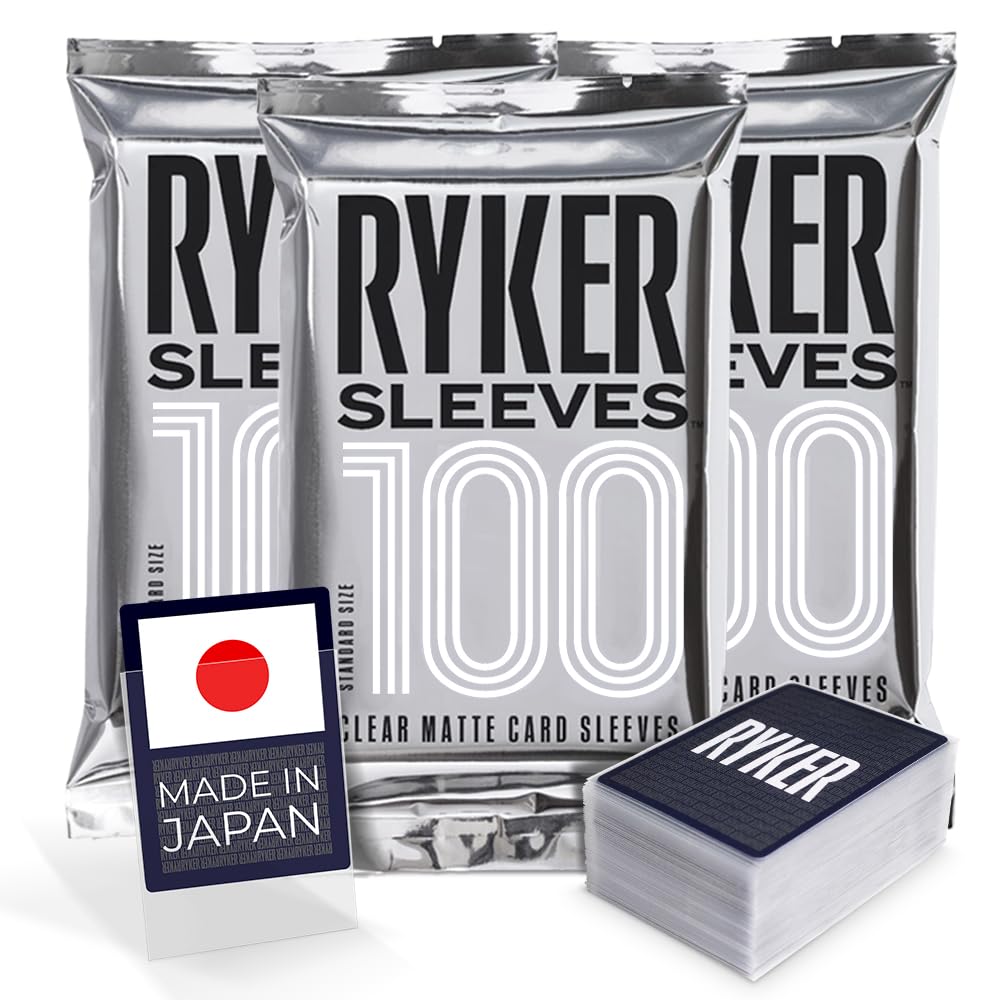 Ryker Sleeves Standard Size Matte Trading Card Sleeves Compatible with Magic The Gathering MTG Pokemon Trading Cards Board Games and Card Game Clear Protectors (300 Count, Clear)