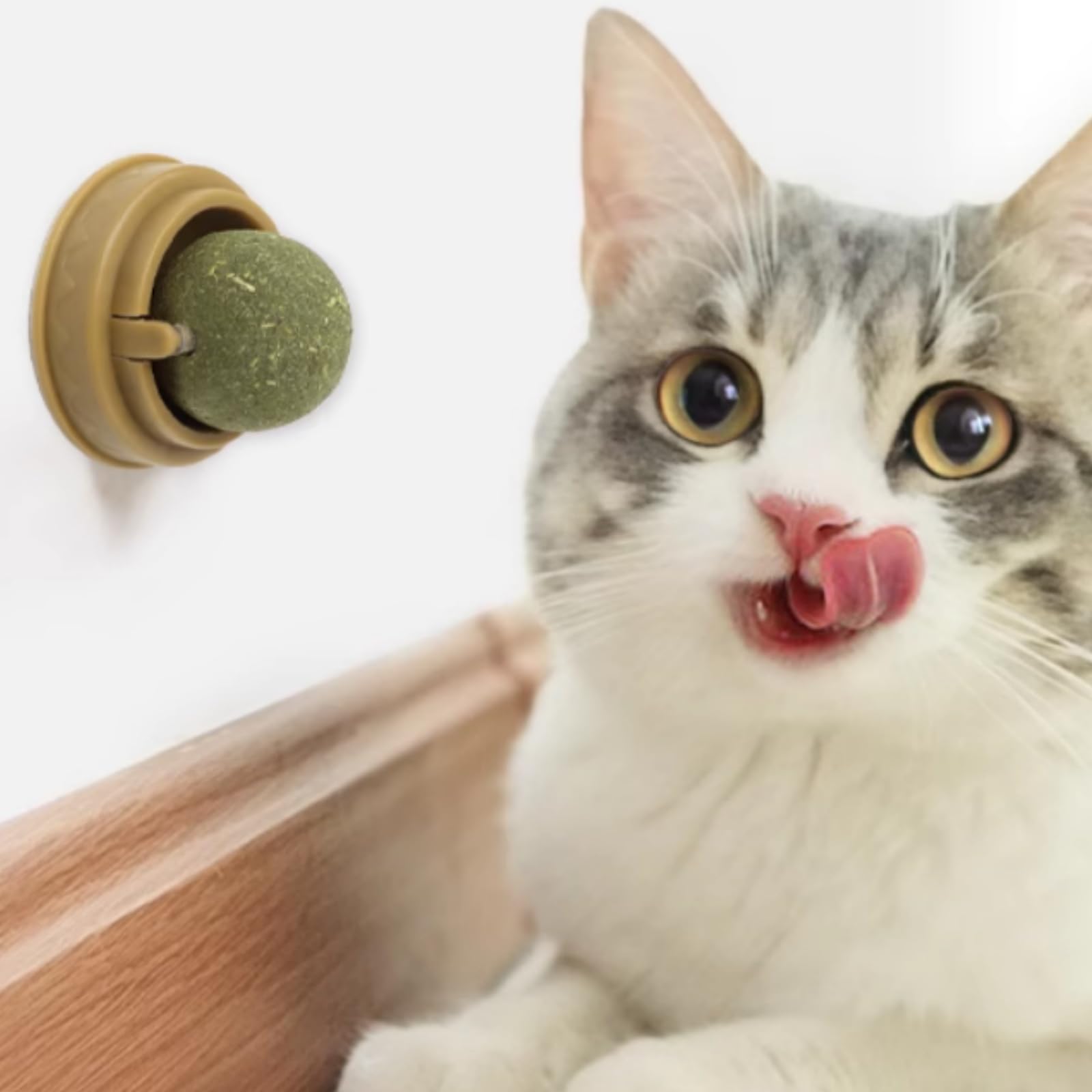 3MNSCD Catnip Ball Magic Cats Balls Cat Nip Balls, Self-Adhesive Wall Mounted 360 Degree Rotatable Catnip Ball Wall, Kitten Teething Toy for Kitten Teeth Cleaning Catnip Toys (1 Piece)