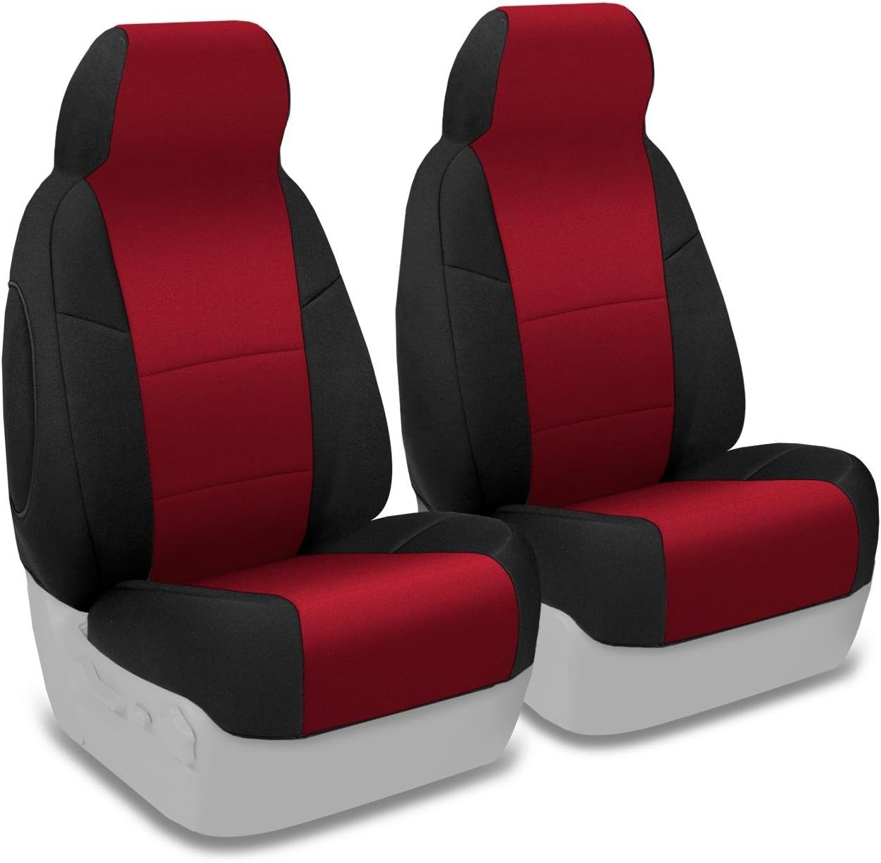 Coverking Custom Fit Front 50/50 High Back Bucket Seat Cover for Select Mazda Miata Models - Neosupreme (Red with Black Sides)
