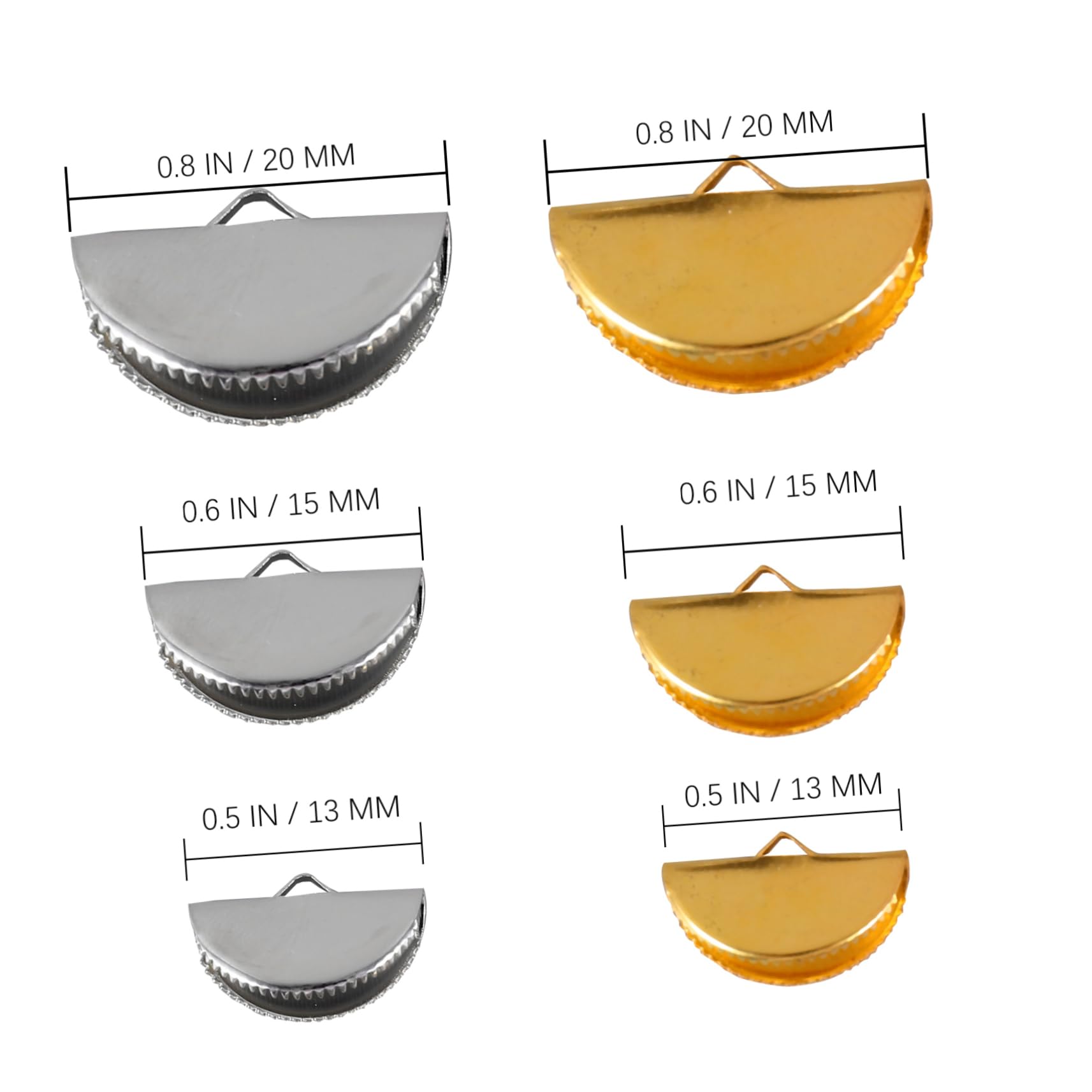 Homoyoyo Jewelry Making Accessories 300pcs Alloy Crimp Ends Semicircular Crimp Ends