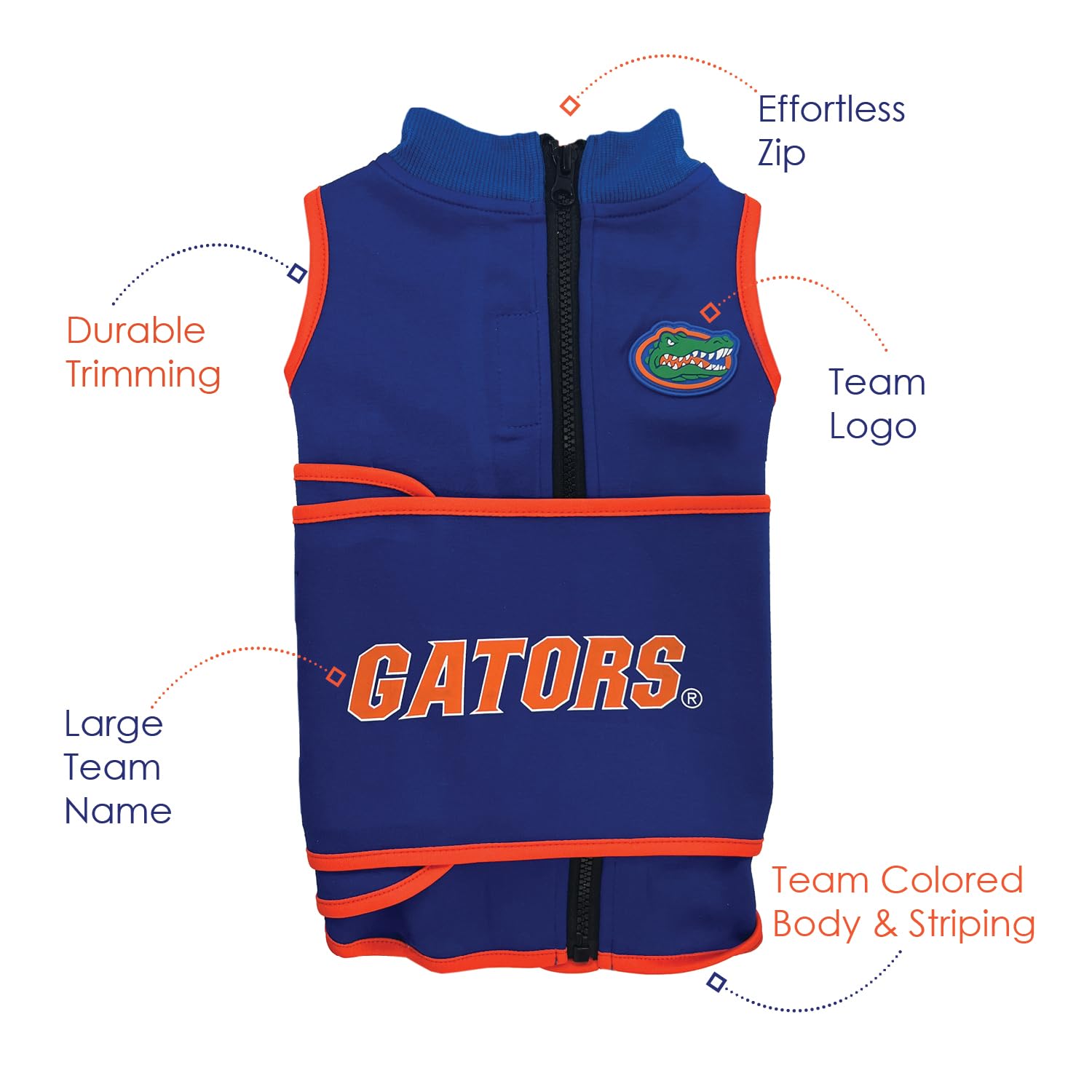NCAA Florida Gators - Chaleco calmante para la ansiedad para Perros, para Perros y Gatos con ansiedad, miedos, Fuegos Artificiales, Ruidos Fuertes, Oscuro, Solitario, Mantiene a los Perros tranquilos