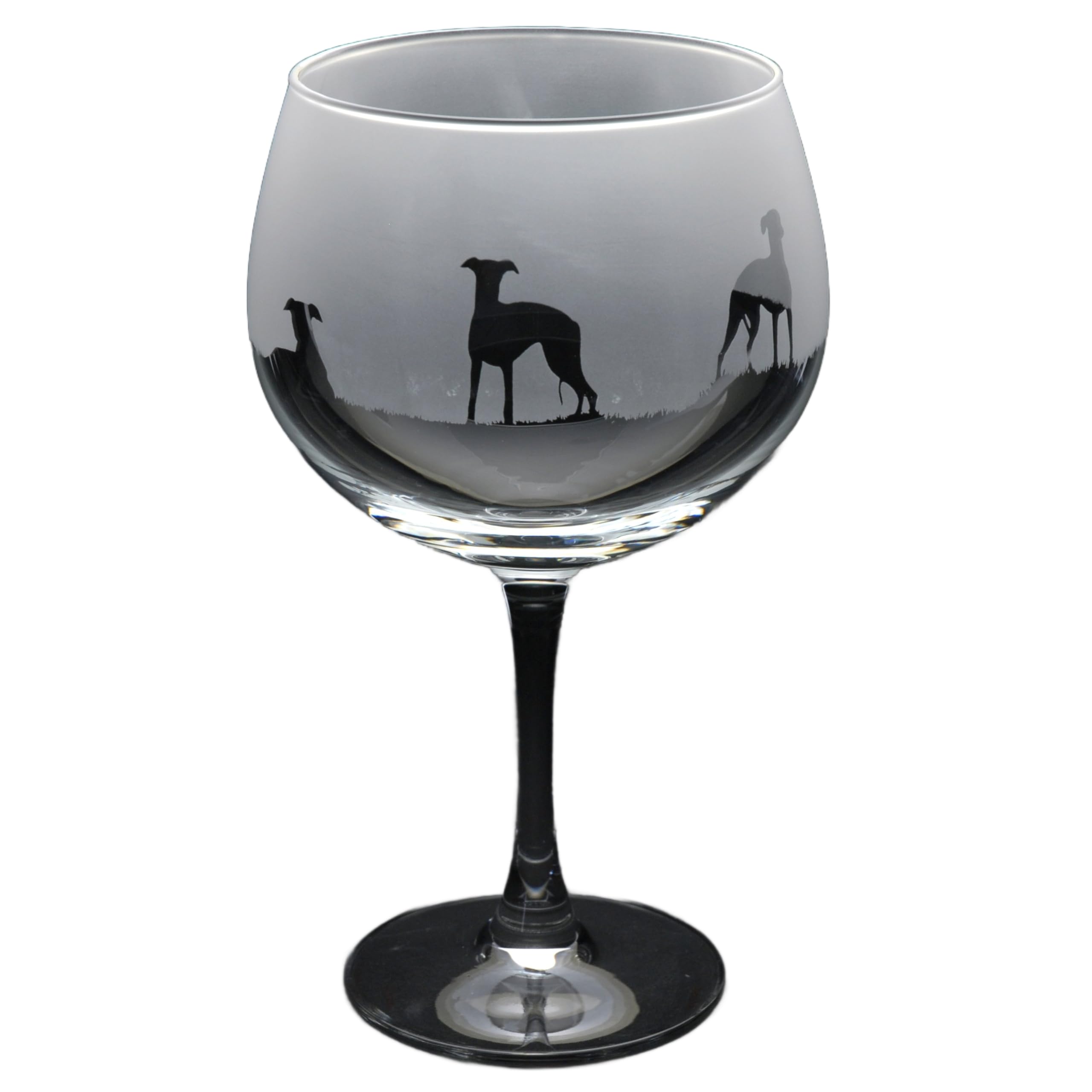 GLYPTIC Glass Art Whippet Dog Frieze Hand Etched/Engraved Gin Cocktail Glass