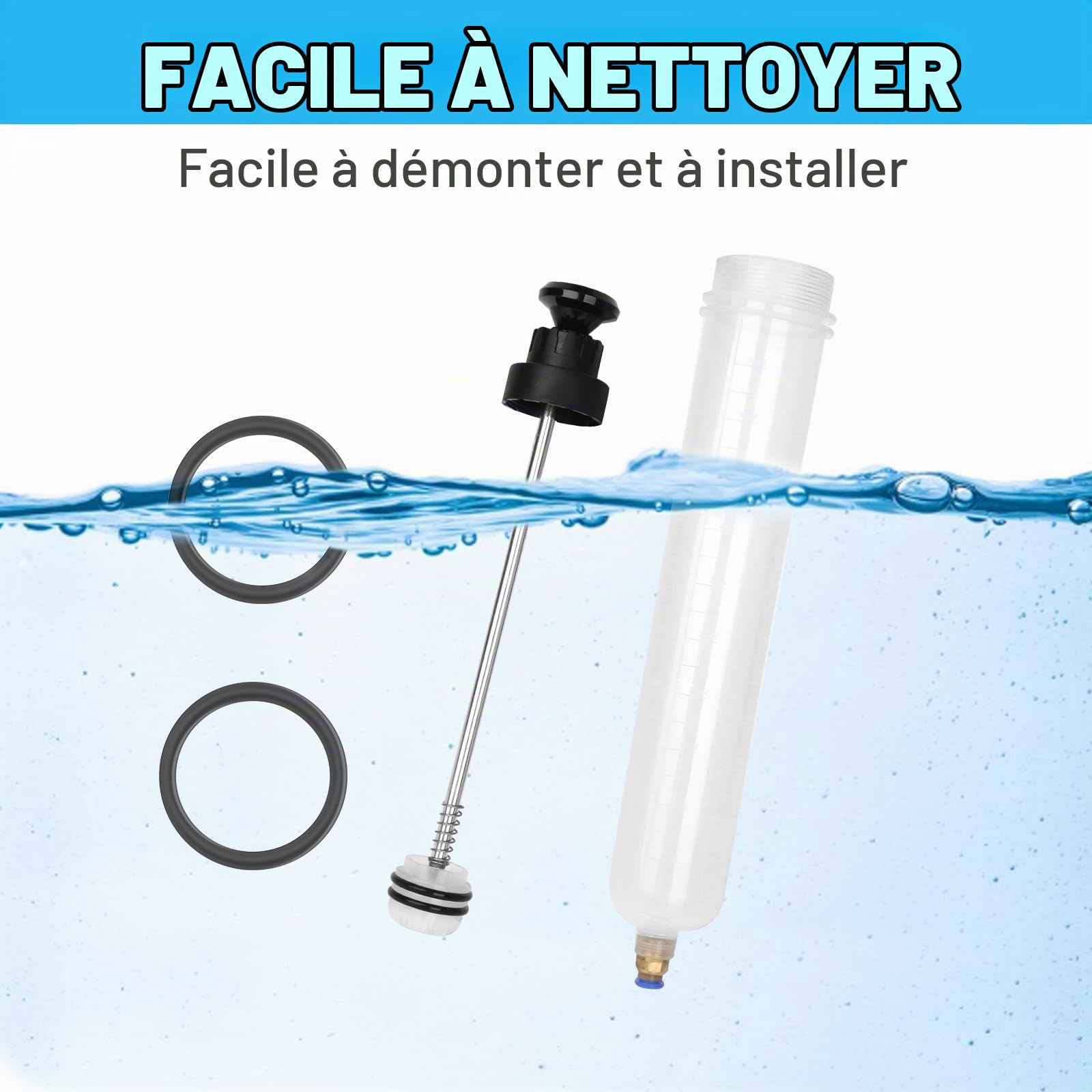 RISVOWO Seringue a Huile 500CC, Seringue d'aspiration d'huile, Huile Aspiration Seringue-Pompe de Transfert avec 2 Tube Extension pour le Liquide de Frein, les Huiles de Transmission, le Liquide de Re