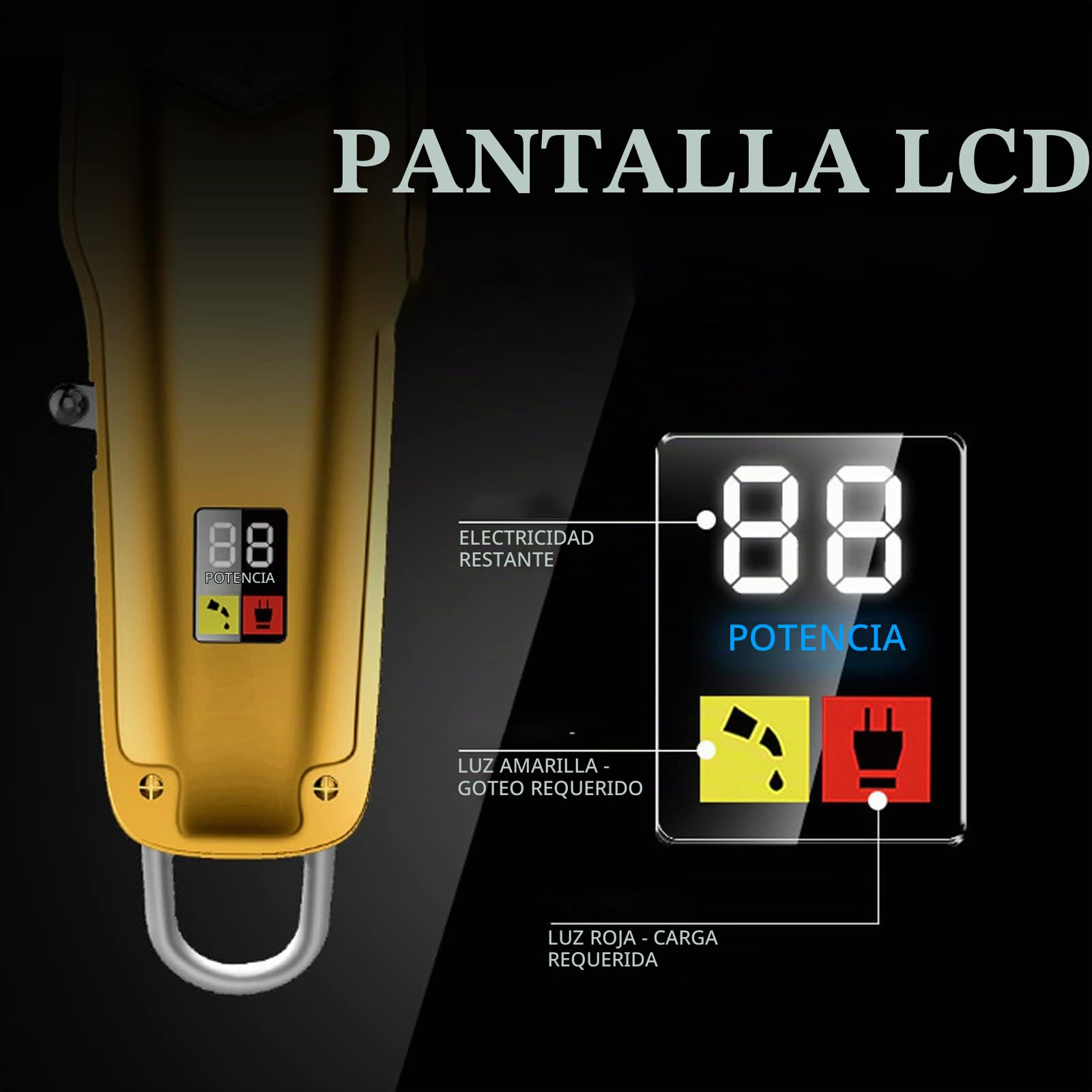 KEMEI Cortapelos para hombre | KM-1986PRO - Kit de corte de pelo profesional para hombres con pantalla LED recargable