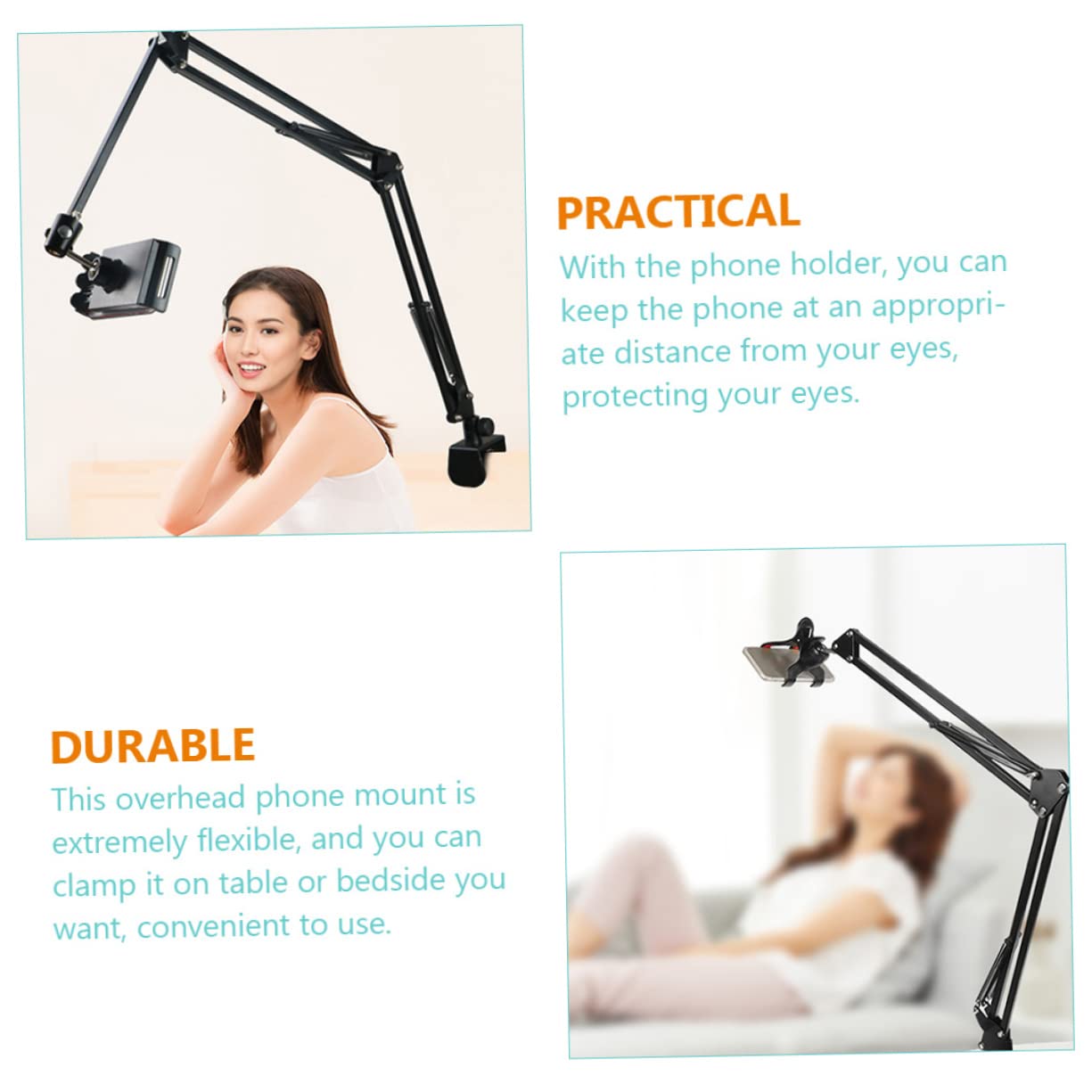 NUOBESTY Soporte para Teléfono Móvil Ajustable De Metal Brazo Articulado para Soporte De Escritorio o Cama para De Grabación De Video o Transmisión