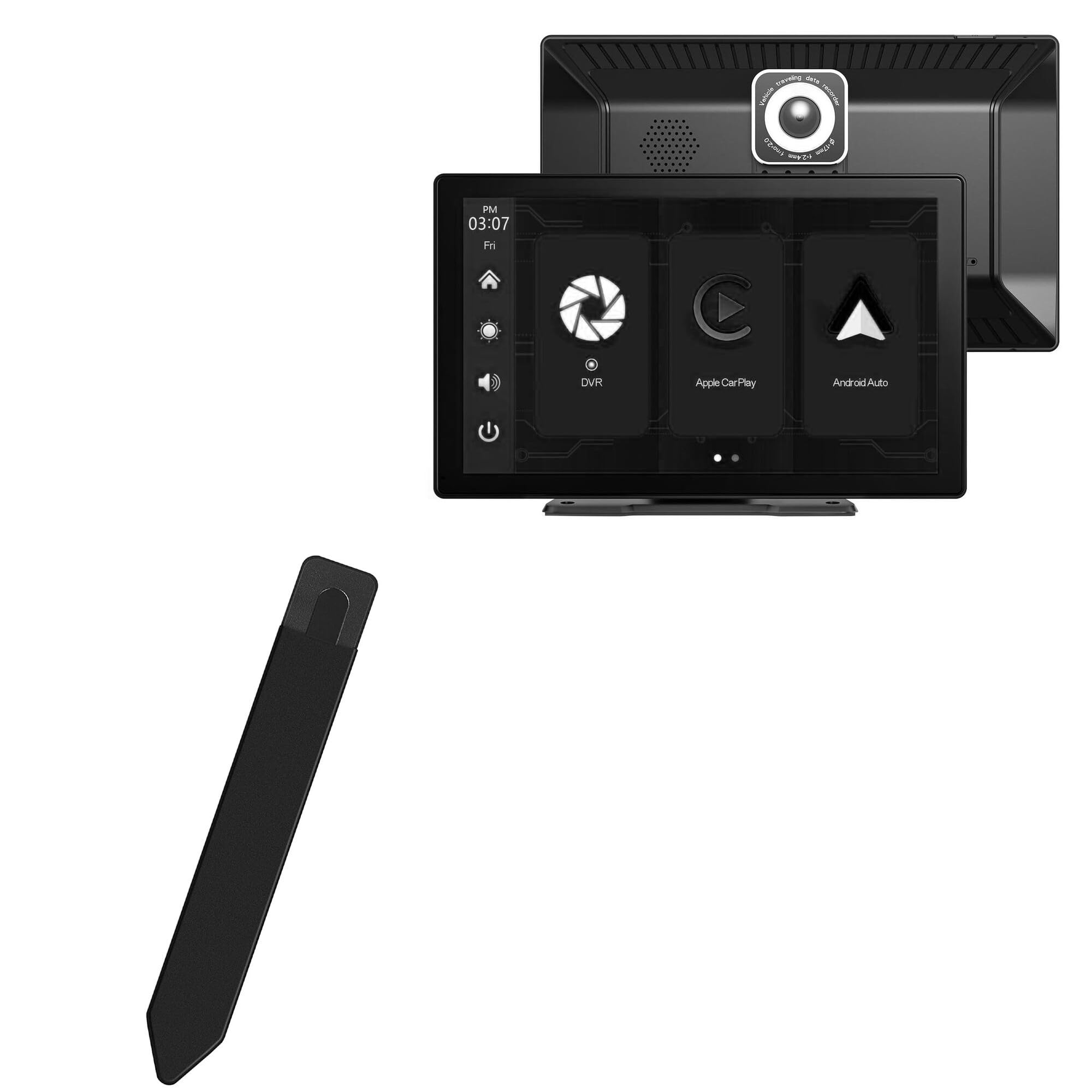 BoxWave Stylus Pouch Compatible with Soulgenix Portable Car Stereo (9 in) - Stylus PortaPouch, Stylus Holder Carrier Portable Self-Adhesive - Jet Black