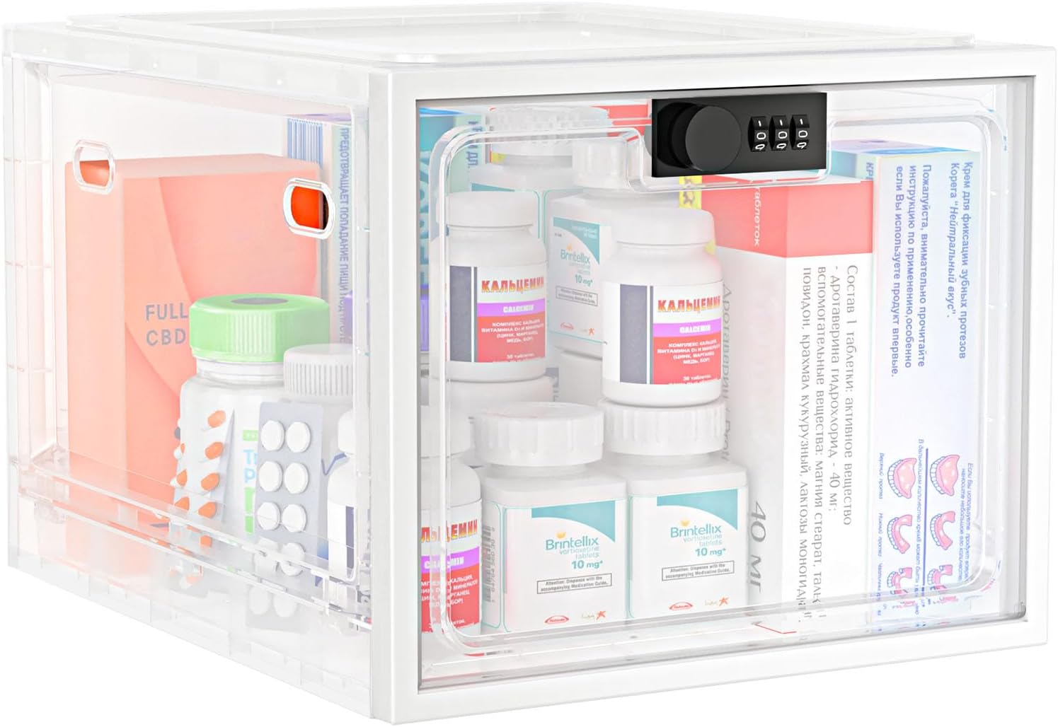 iBune Large Medication Lock Box, Lockable Medicine Storage Box for Medicine Safe/Phone/Refrigerator/Personal Items/Home/Office/Dorm, White