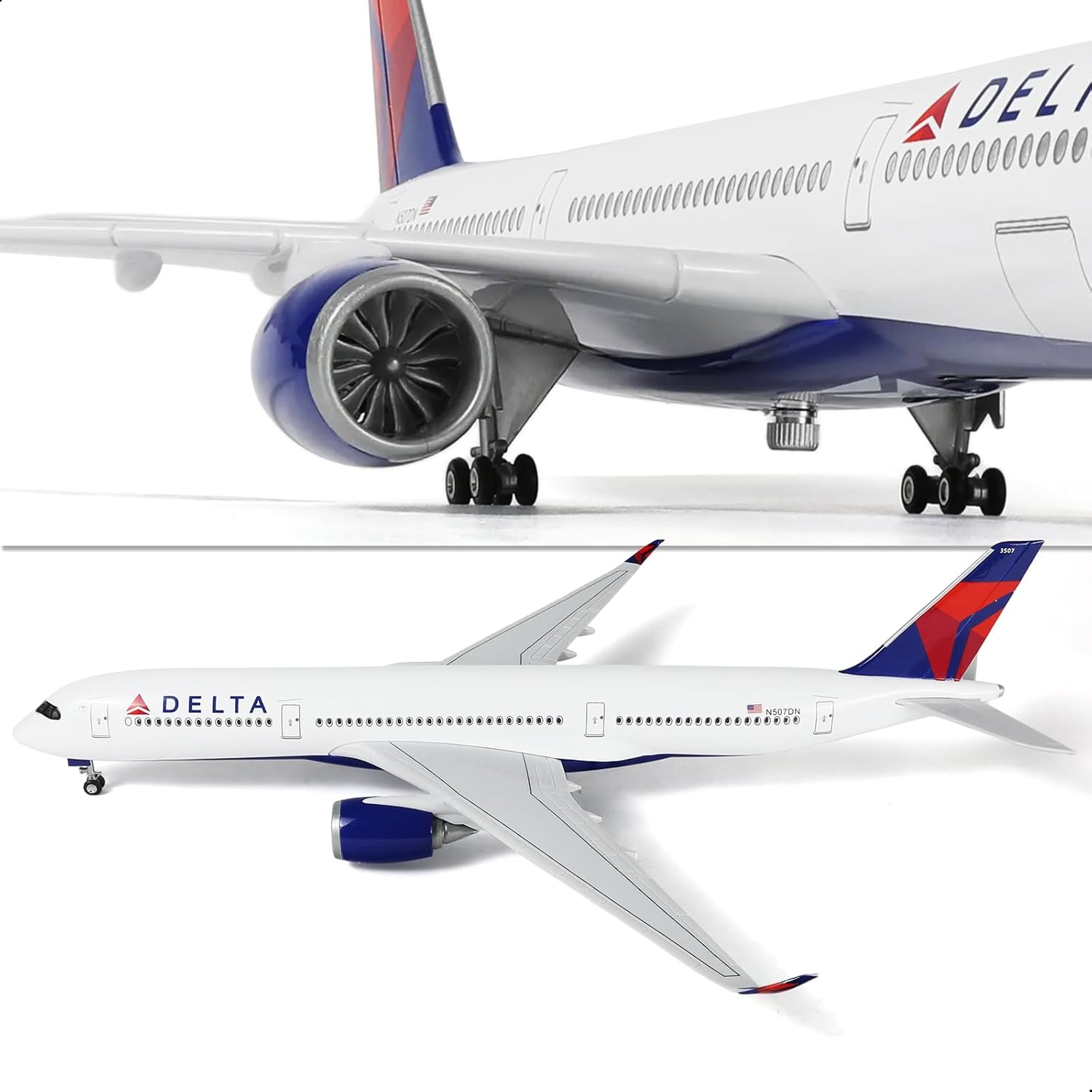 1/144 Compatible for Delta A350 Airplane Model Kits(18.5in L) for Airbus A350 Dreamliner Airlines Rrsin Plane Model with Display Stand for Graduation, Retirement Avation Gifts, Collection