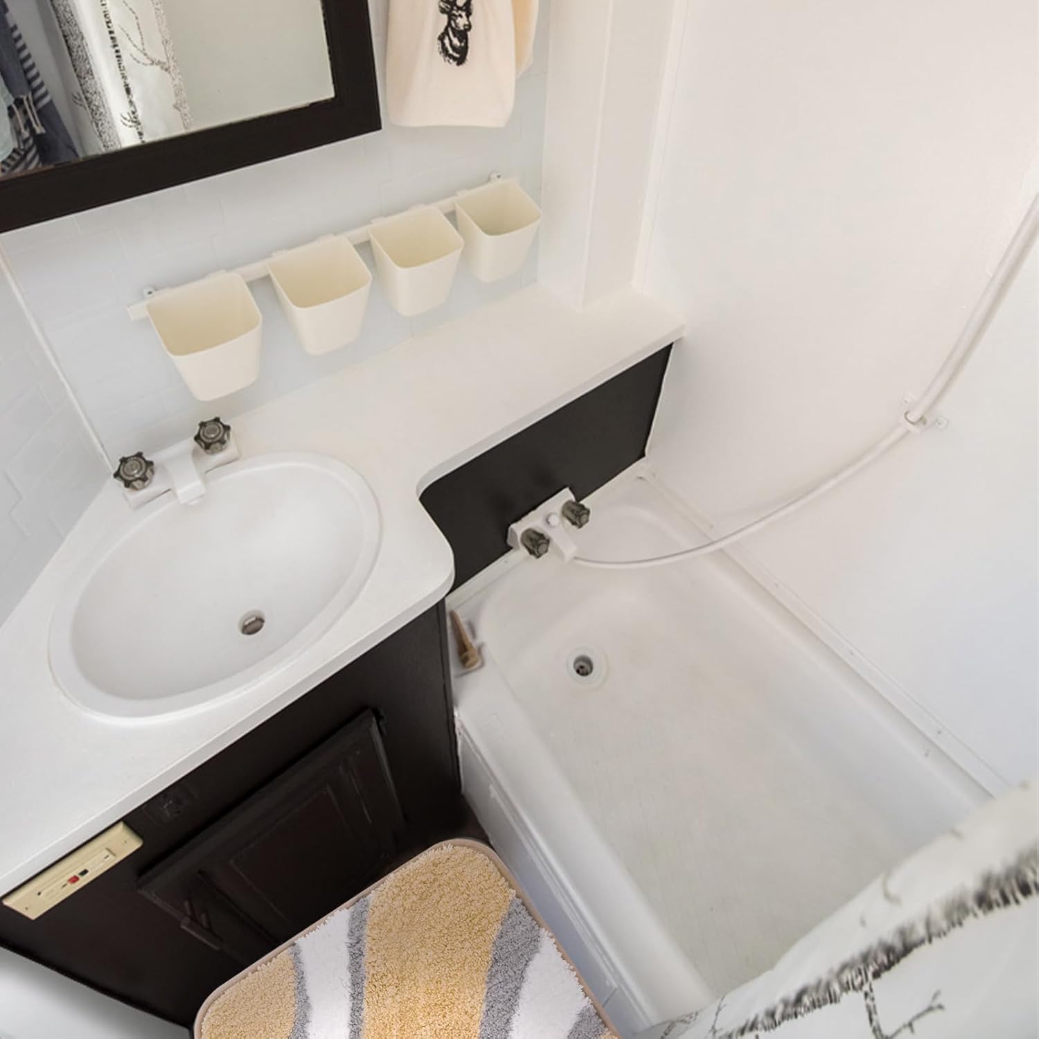 KAMA BRIDAL Microfiber Bath Mat Non-Slip Bathroom Floor Rugs Fast Water Absorbent Shower Mat Ultra Soft Bath Rug Anti-Slip Backing Machine Wash Beige 12x12 - Image 8