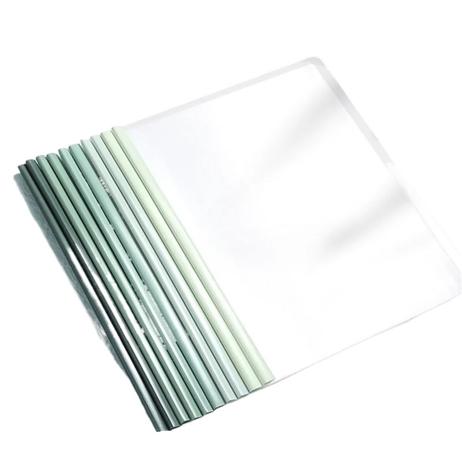 Przezroczysty folder z tworzywa sztucznego, 20 sztuk wielokolorowy przezroczysty segregator A4 z drążkiem testowym torba do przechowywania papieru organizator biurowy(Green)
