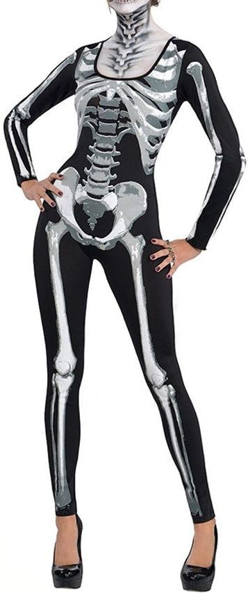 RUIYIGE Women Halloween Party Bones Print Bodycon Costume
