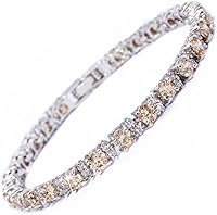 RIZILIA Round Multi-Color CZ Birthstone Tennis Bracelet 18K White Gold Plated 7 Inch Elegant Jewelry