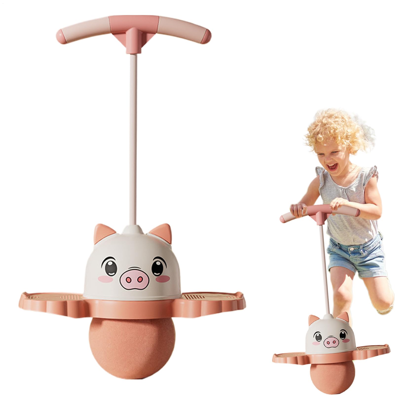 Pelota Saltarina con Asa Antideslizante con Dibujos De Animales | Creativo Animales de Dibujo Para Niños Juego Interior Exterior Ejercicio Equilibrio Coordinación Salto Entretenido